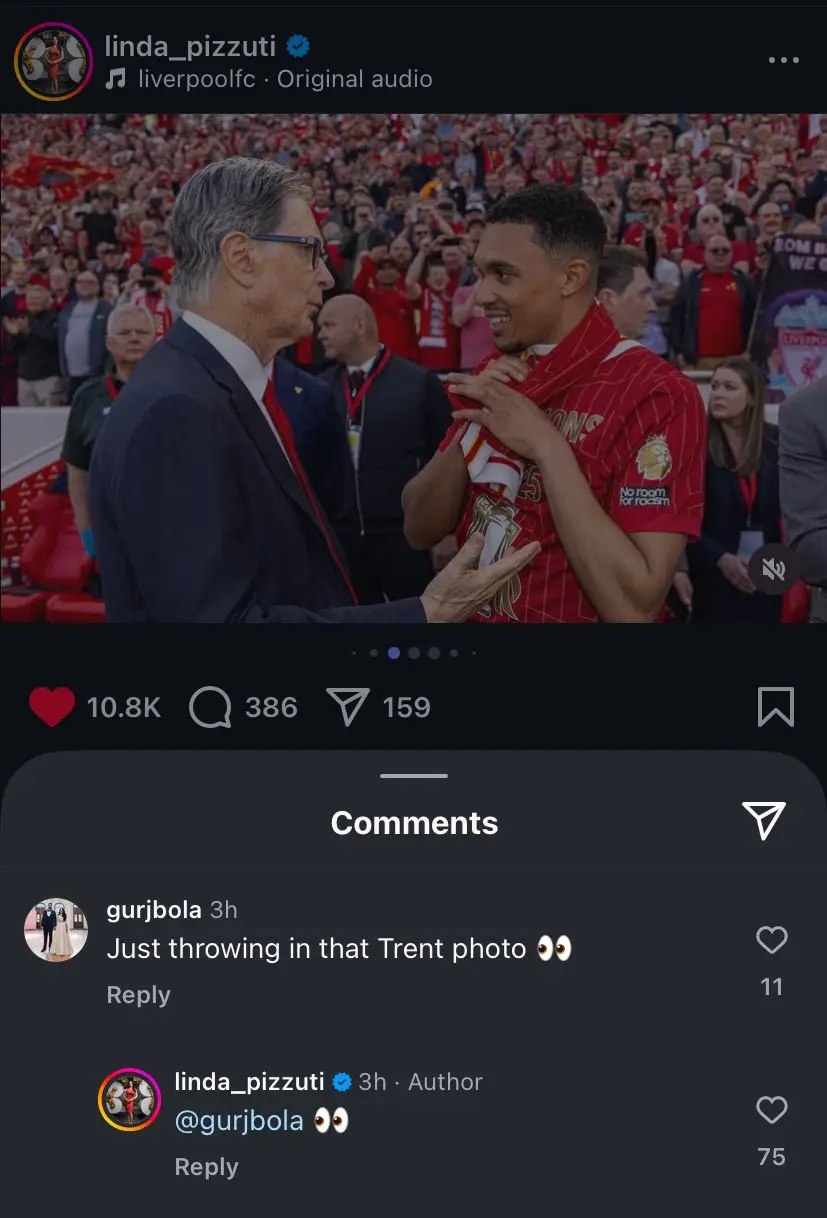 John Henry's wife sent Liverpool fans wild following her social media comment. Image: Instagram 