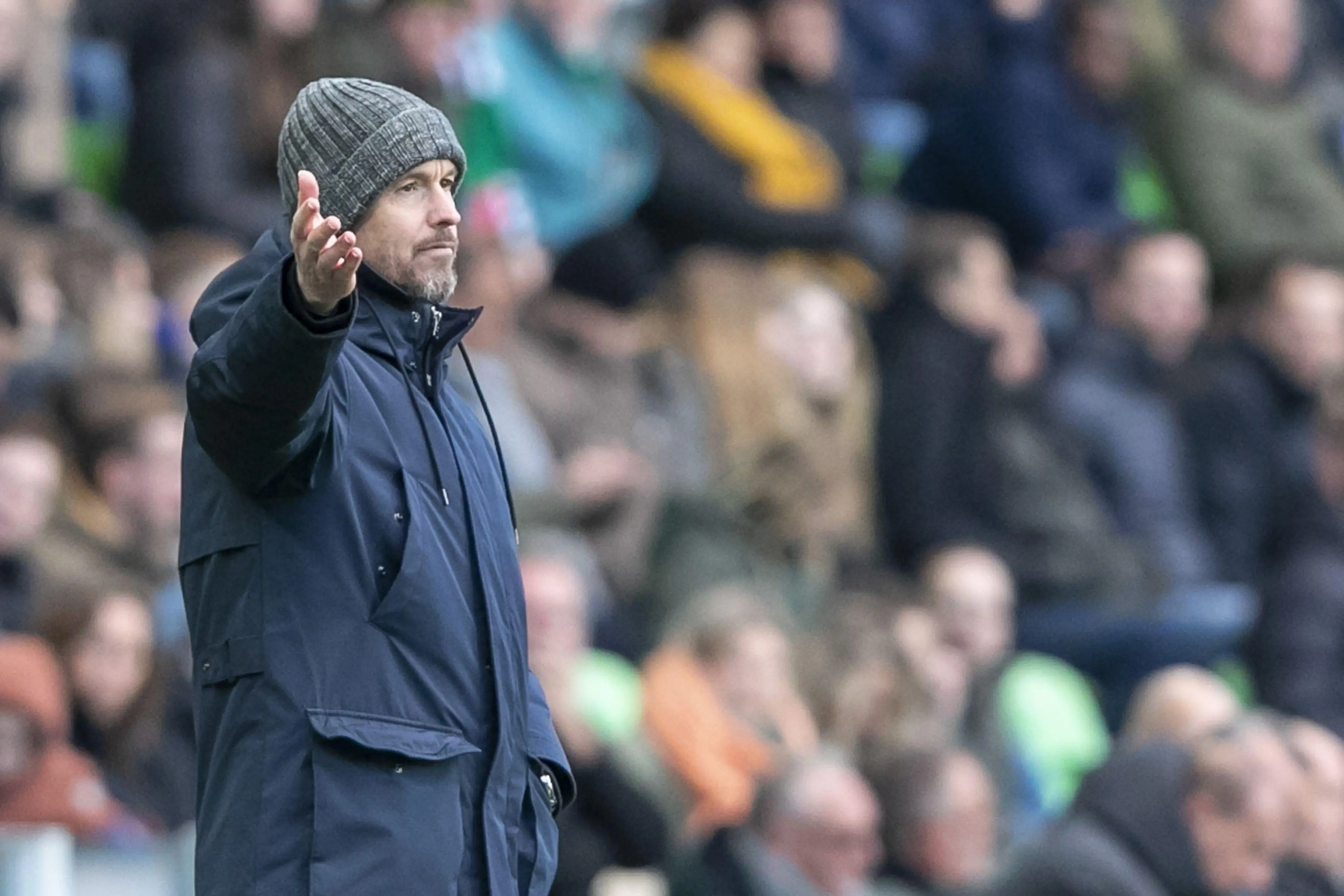 Ten Hag is expected to be giving instructions on the touchline for United from the summer. Image: PA Images