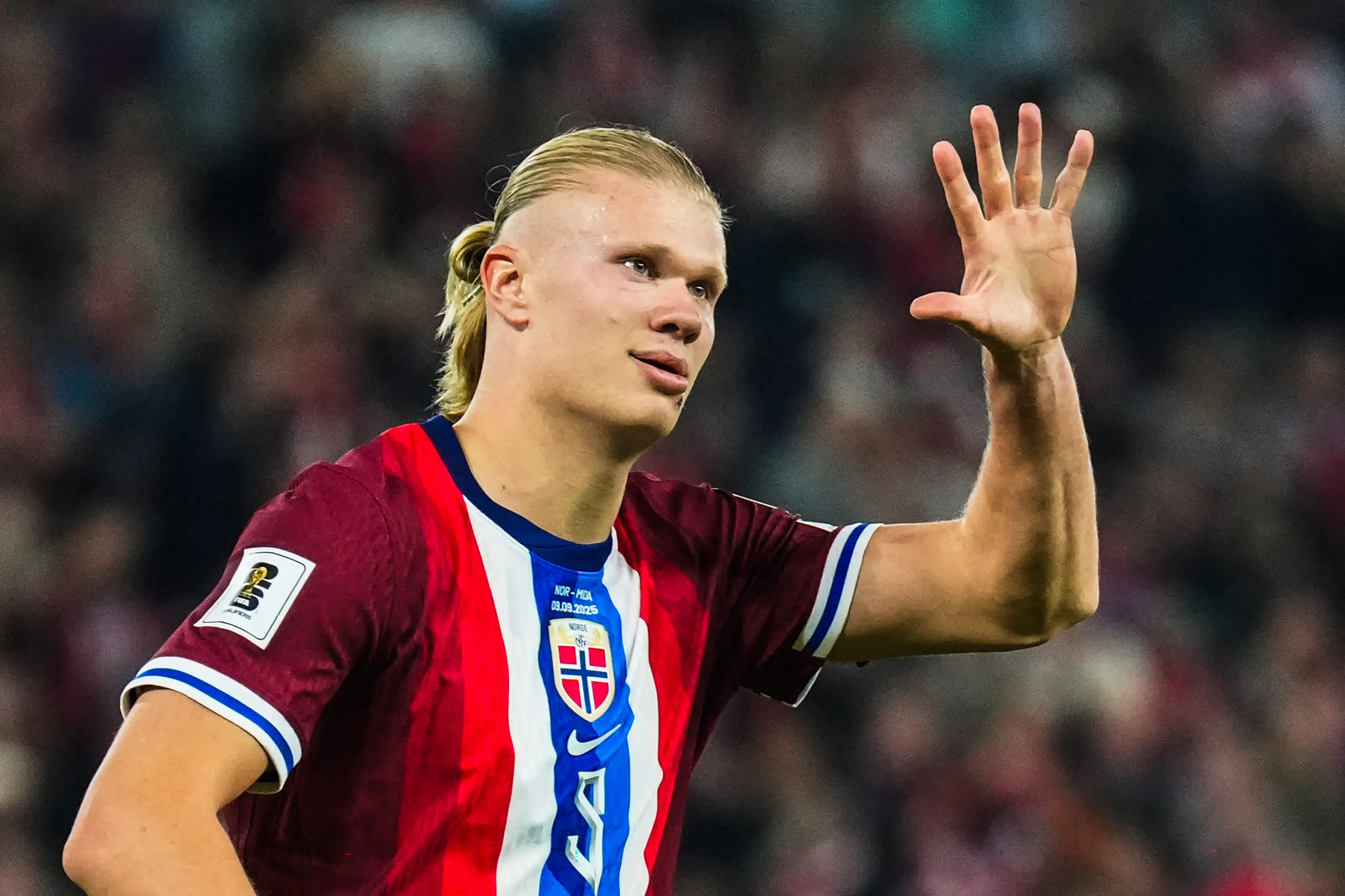 Erling Haaland celebrates for Norway. Image: FREDRIK VARFJELL / Contributor via Getty
