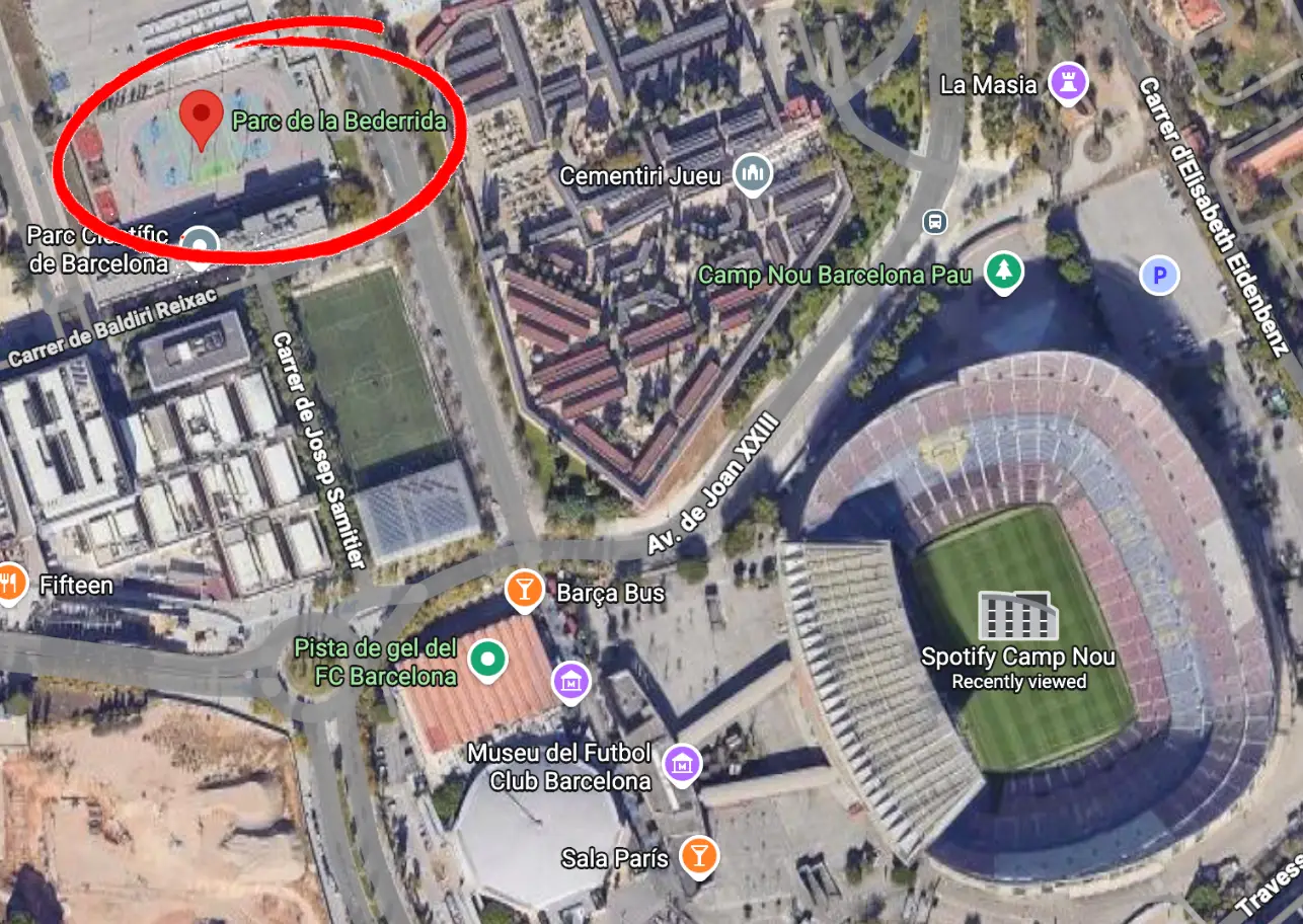 Parc de la Bederrida is a short walk away from the Camp Nou.