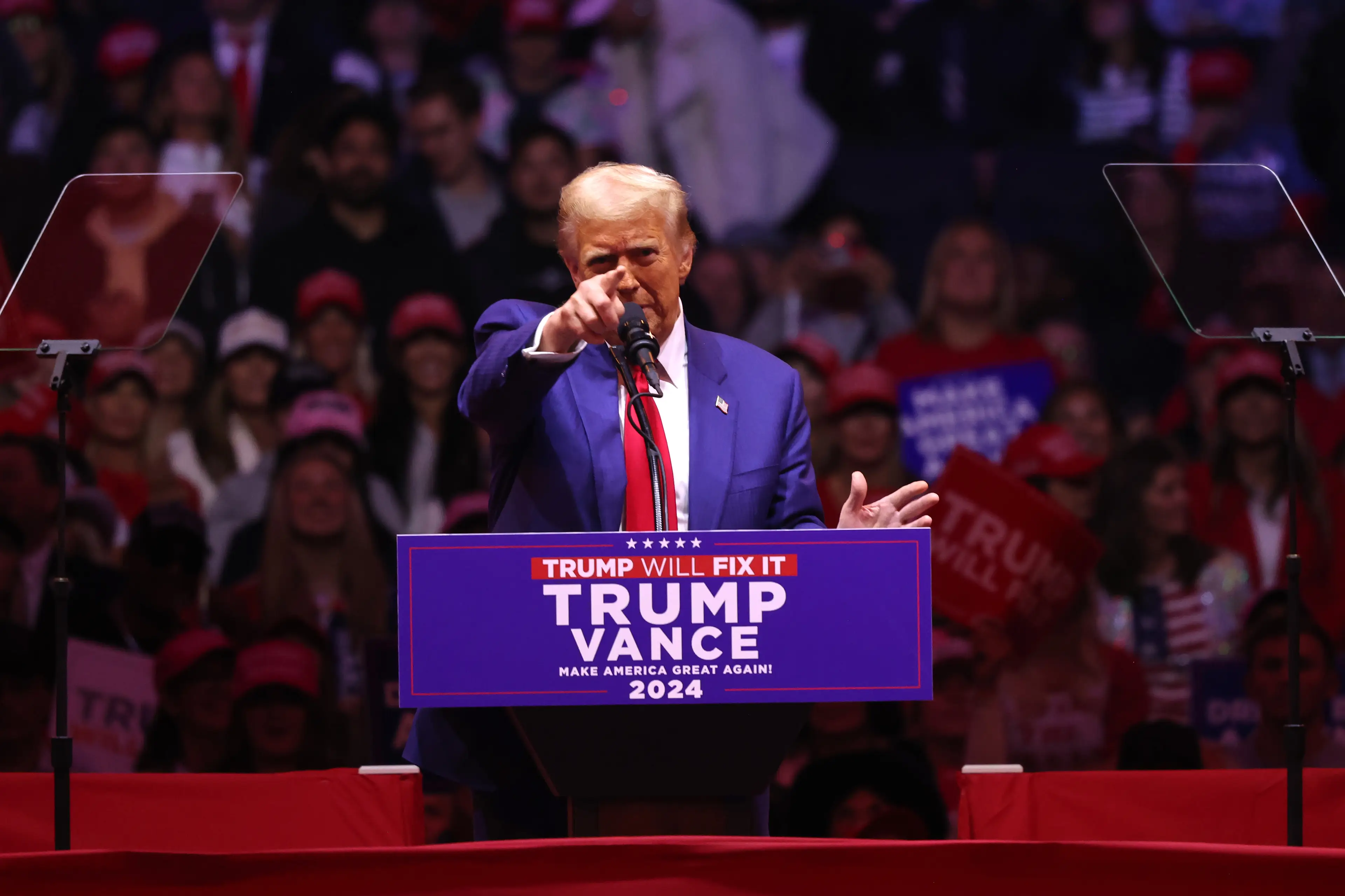 Donald Trump at a campaign rally in New York City. Image: Getty 
