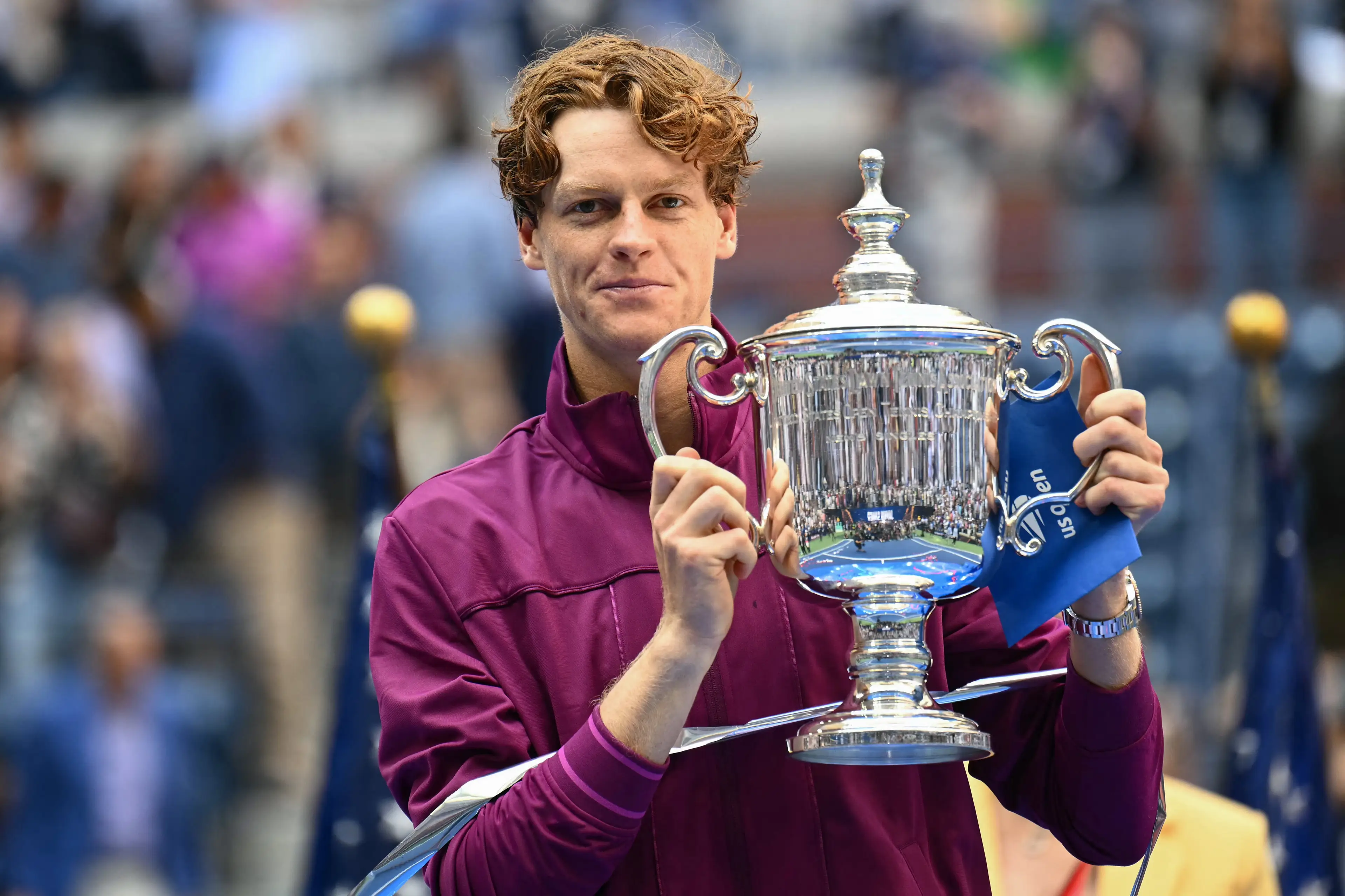 Jannik Sinner with the US Open trophy. Image: ANGELA WEISS / Contributor via Getty