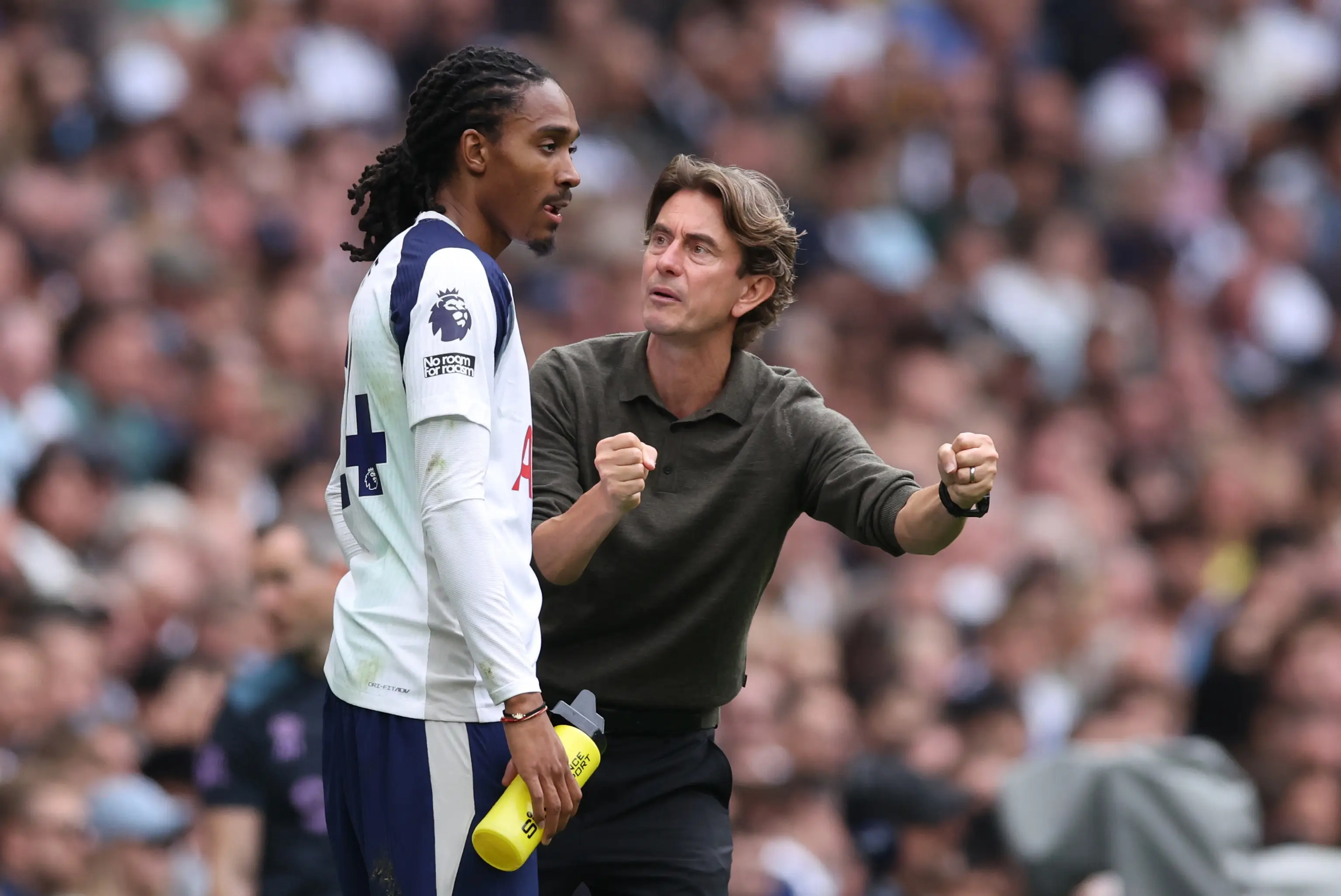 Thomas Frank was blanked by Djed Spence after a defeat to Chelsea. Image: Getty