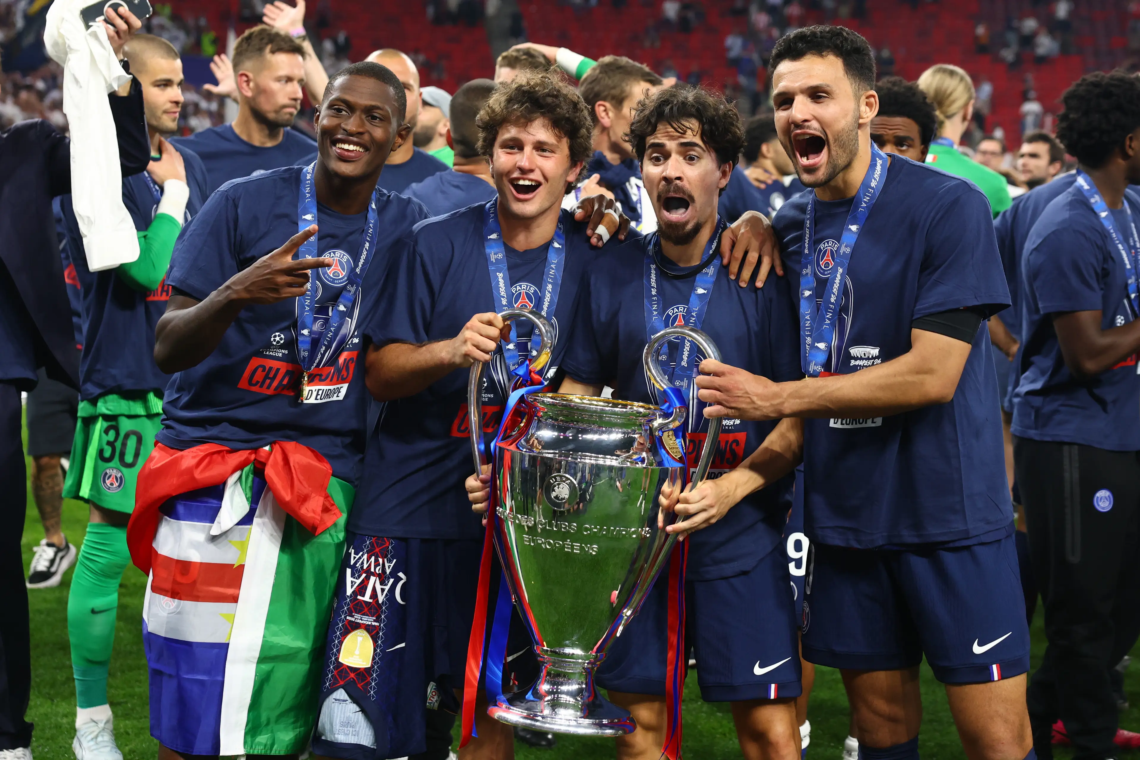 Joao Neves and Vitinha recently won the Champions League with PSG. Image credit: Getty