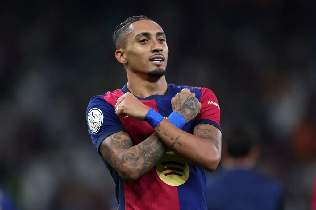 Barcelona winger Raphinha was awarded player of the match after the Spanish Super Cup final win over Real Madrid. (Image: Getty)