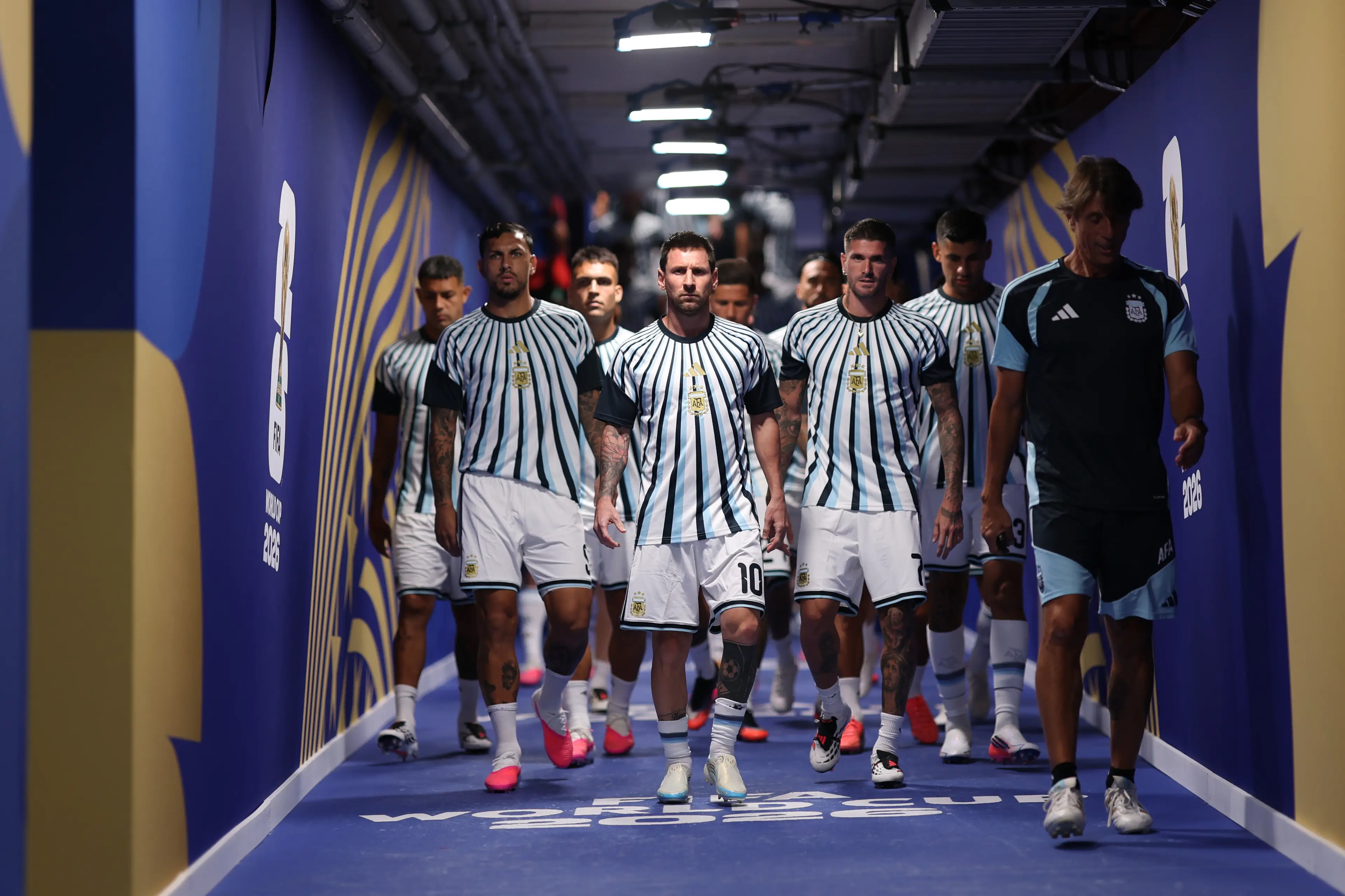 Lionel Messi and his Argentina teammates ahead of their clash against Switzerland. Image credit: Getty