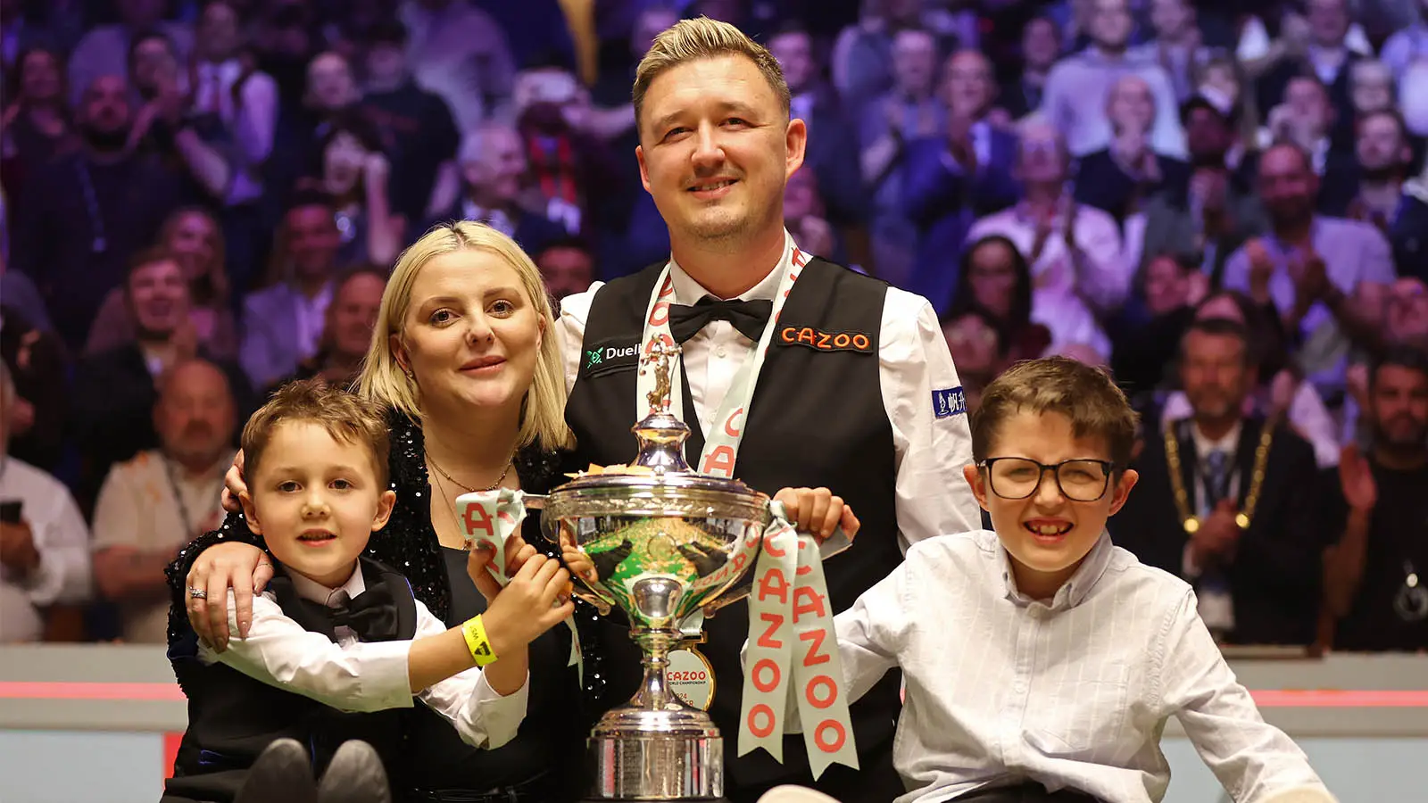 Kyren Wilson's wife and two children were present to watch him win the 2024 World Championship (Image: Getty)