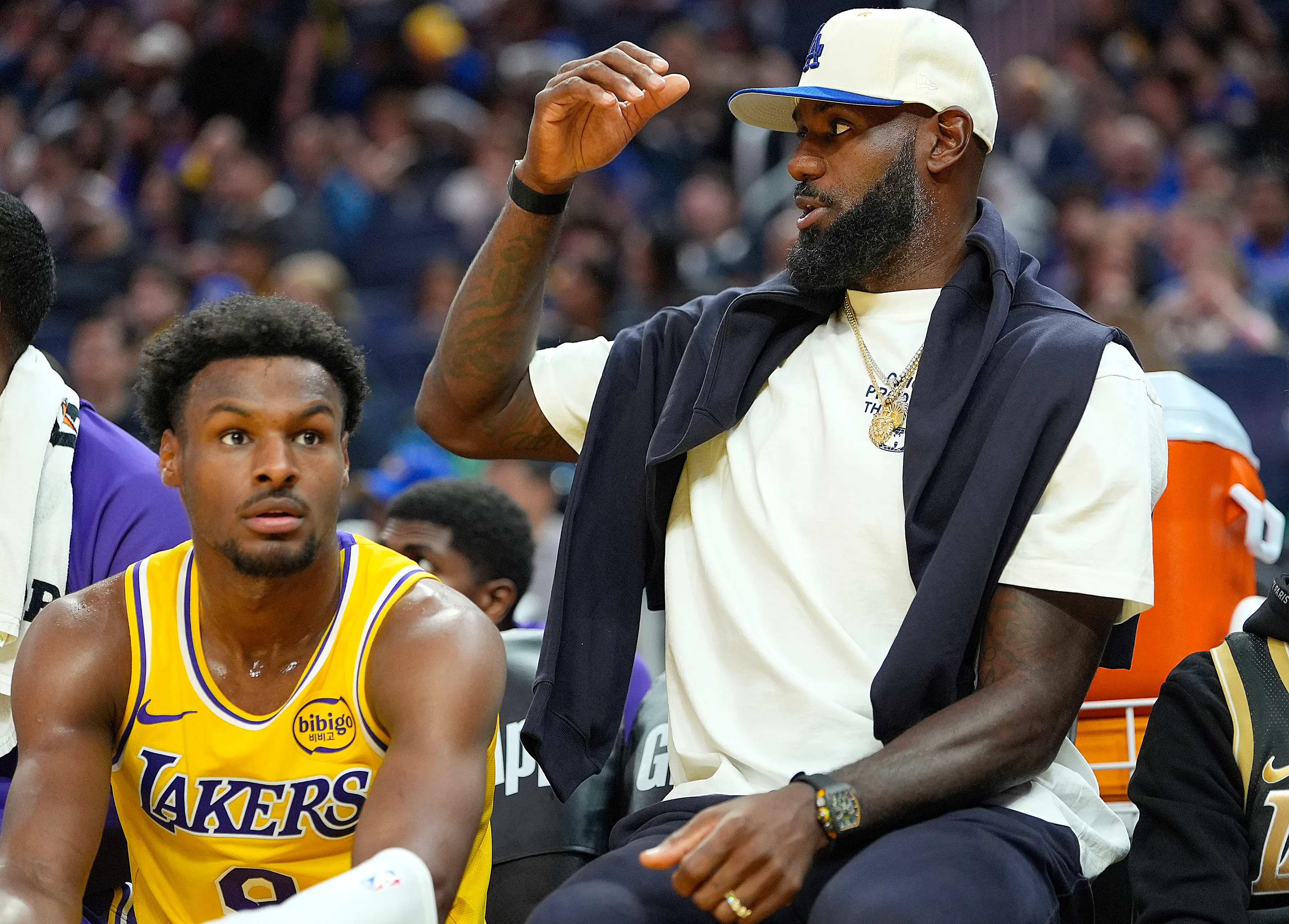 LeBron James with his son Bronny (Image: Thearon W. Henderson / Stringer via Getty)