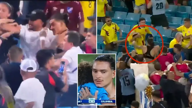 Darwin Nunez involved in ugly clashes with Colombia fans after Uruguay’s Copa America defeat amid fears for his family
