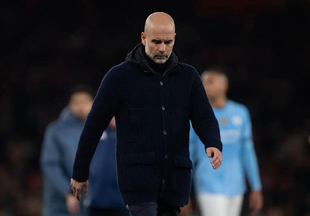 Man City manager Pep Guardiola pictured after his side's 5-1 defeat to Arsenal (Image: Getty)