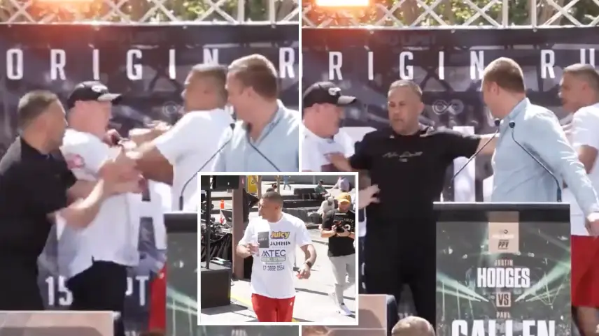 'Run at me now!': Paul Gallen and Justin Hodges come to blows in hot-blooded press conference