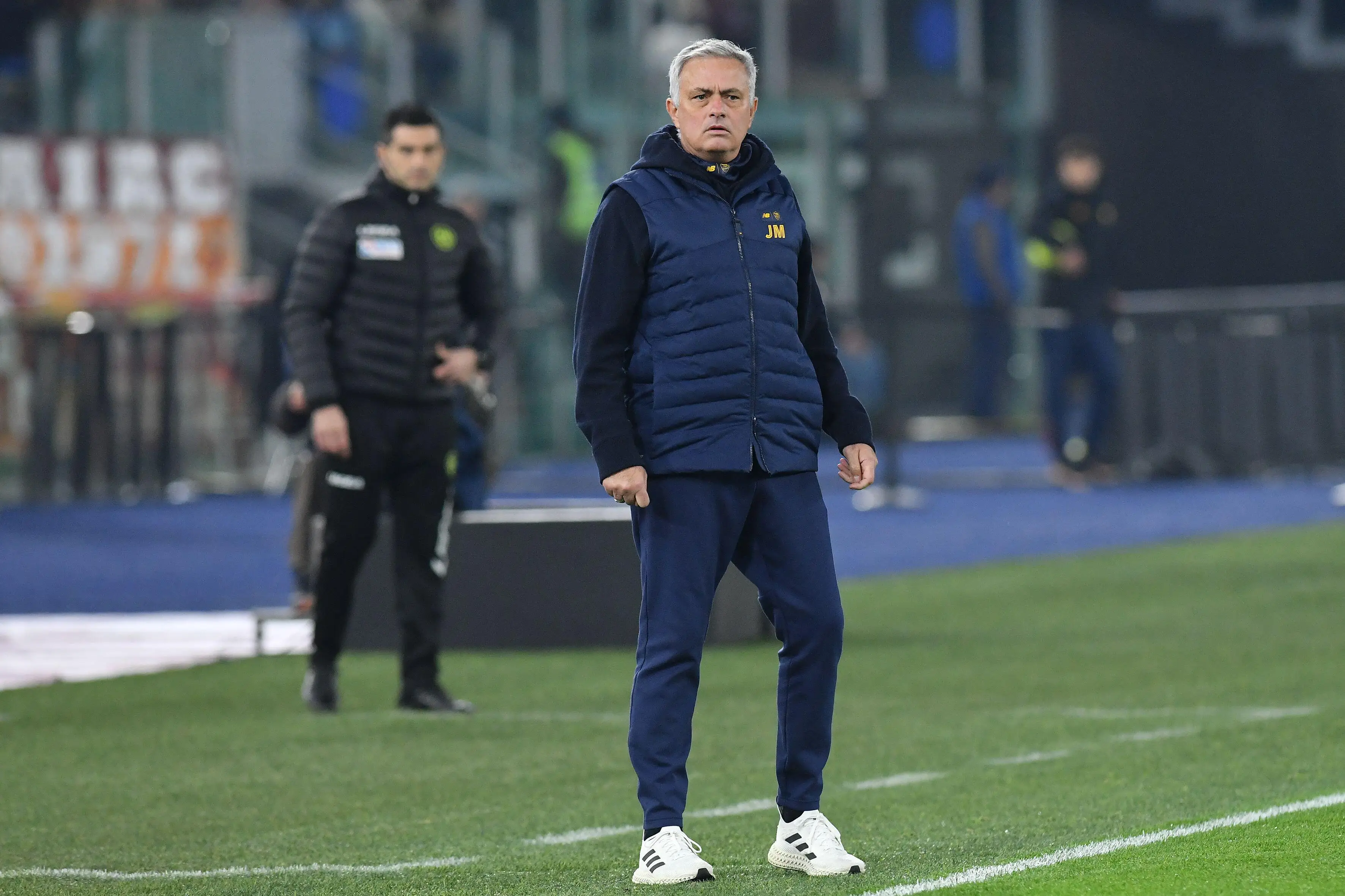 Mourinho on the touchline during Roma's 2-0 win over Fiorentina. (Image