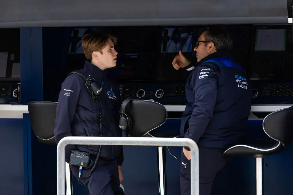 Luke Browning was on the Williams pit wall during F1 pre-season testing in Bahrain (Image: Getty)