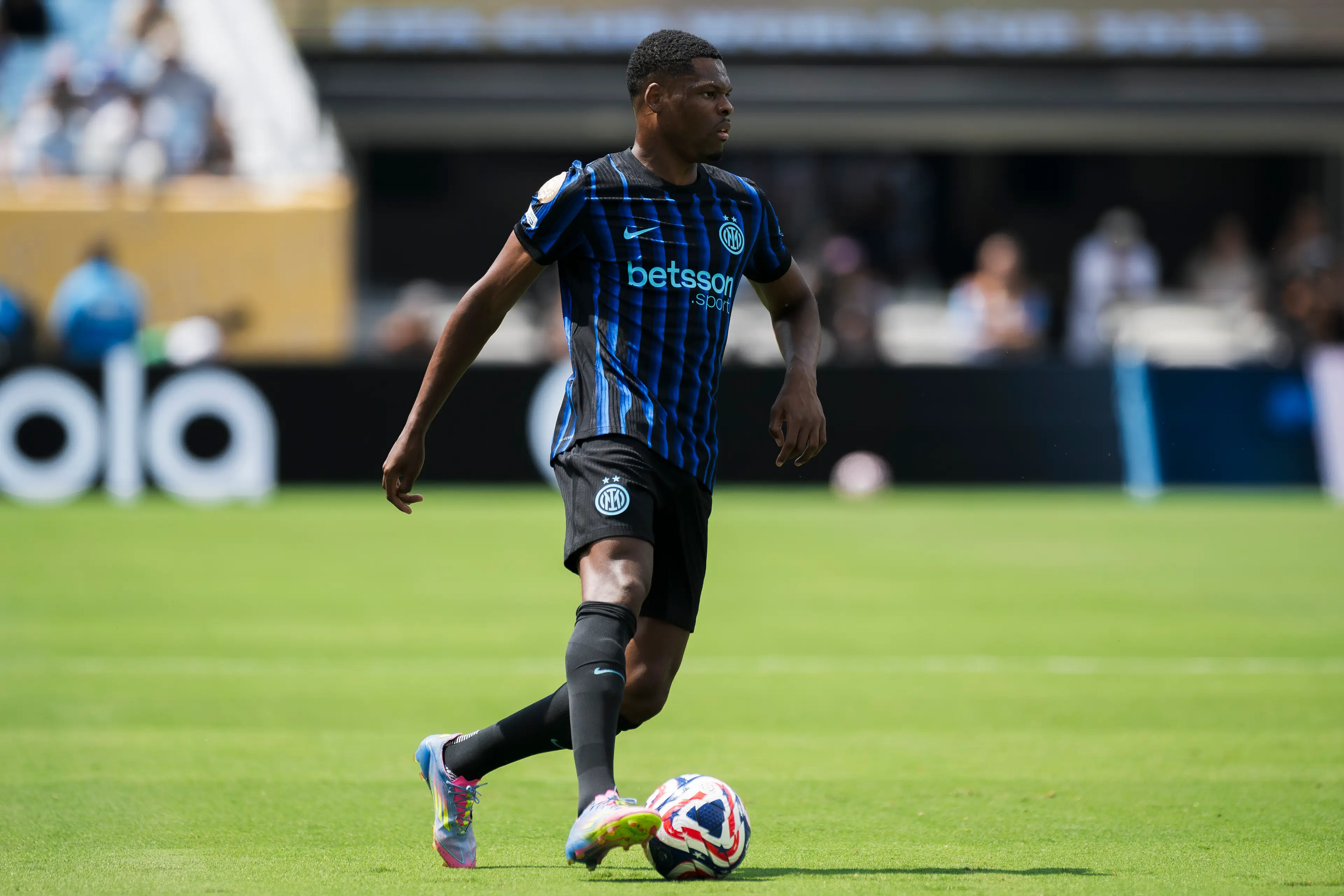 Denzel Dumfries in action for Inter Milan at the Club World Cup. Image: Getty 