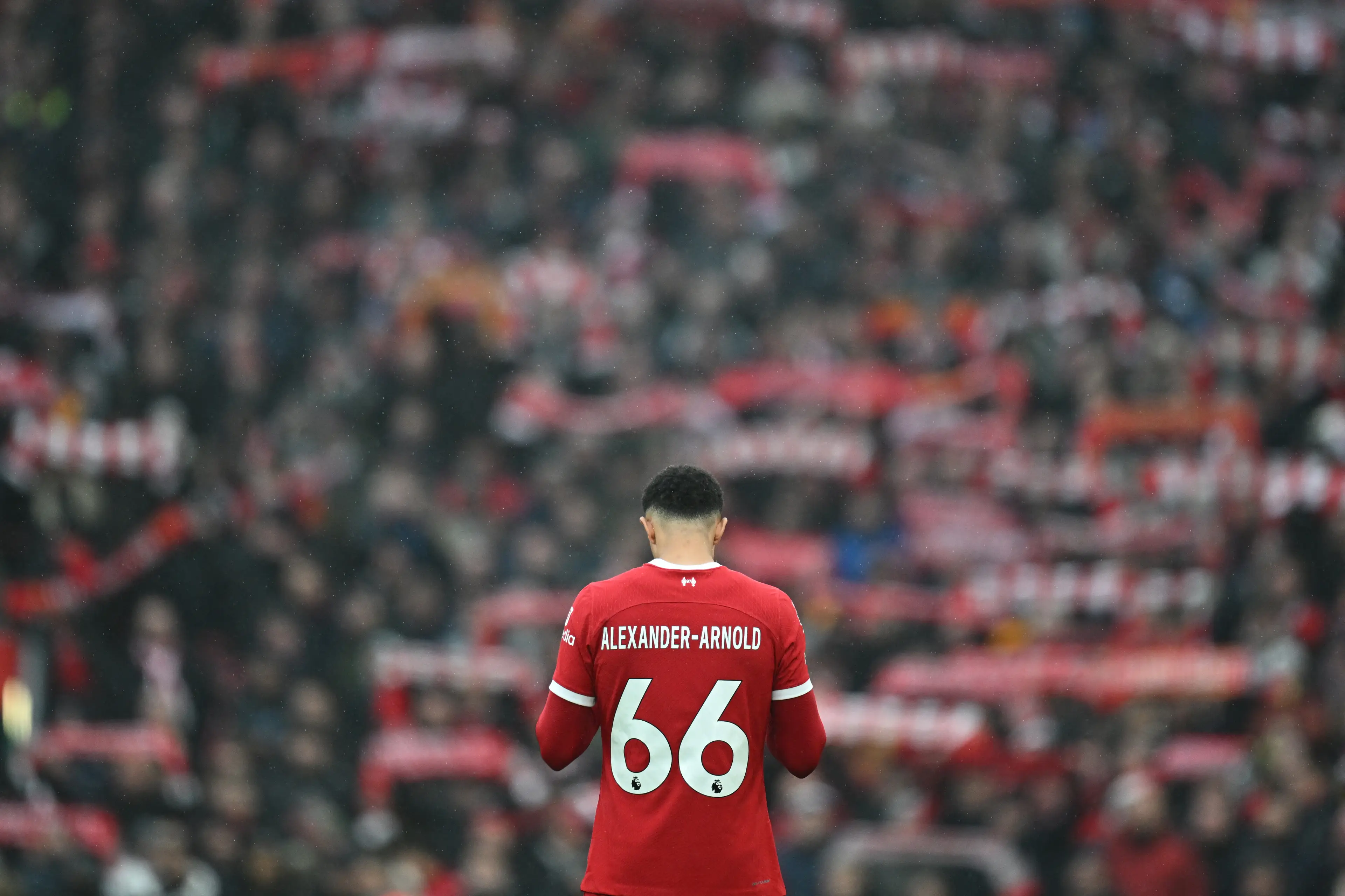 Alexander-Arnold has worn the number 66 shirt throughout his time at Liverpool. Image credit: Getty