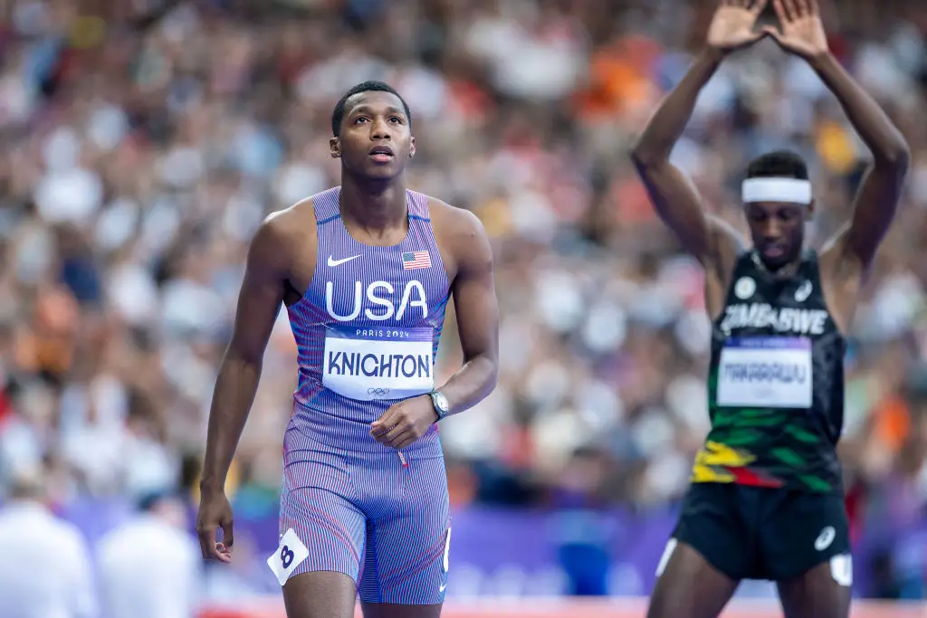 Erriyon Knighton finished fourth in the Paris 2024 men's 200m final (Image: Getty)