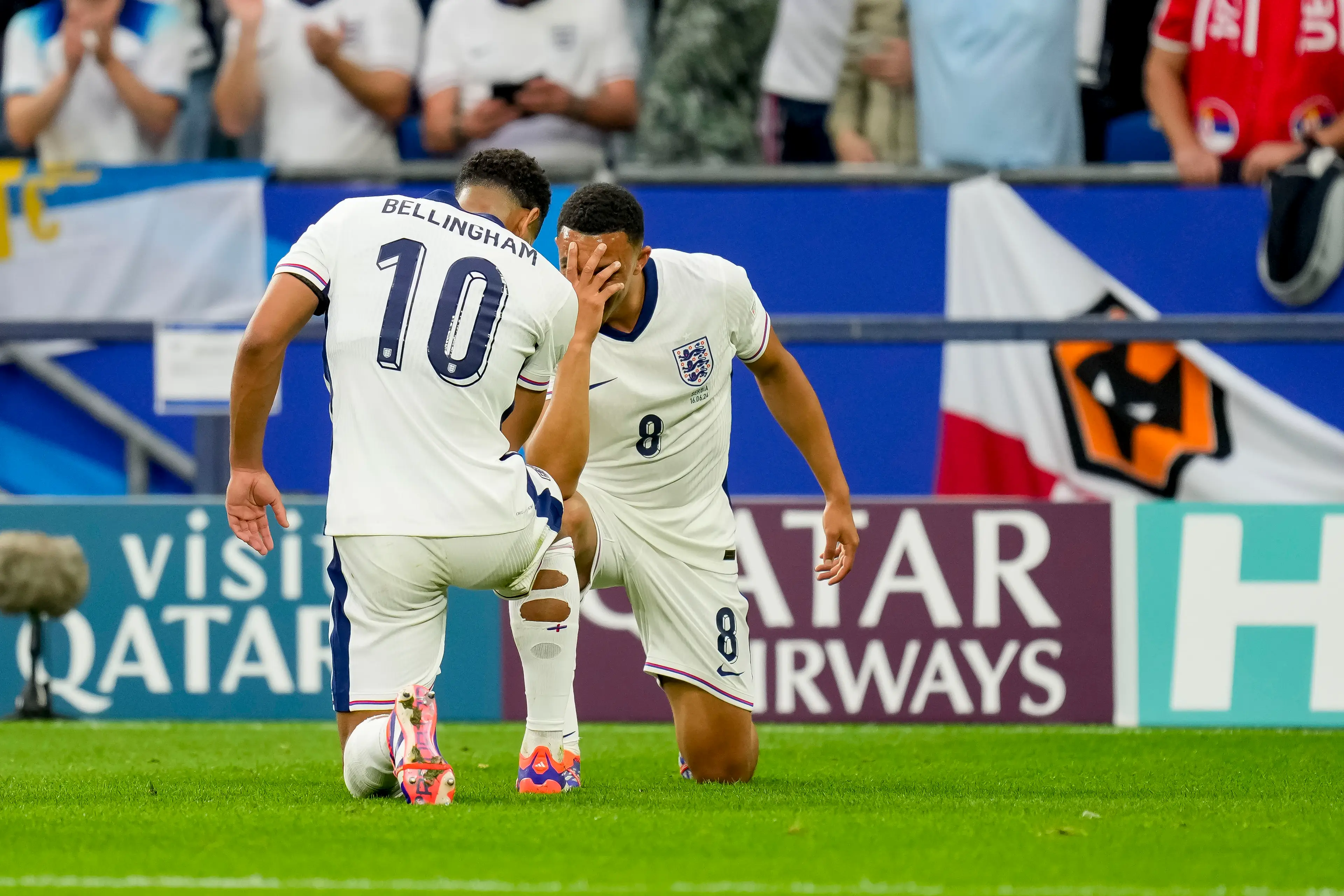 Jude Bellingham and Trent Alexander-Arnold showed off their new celebration. Image: Getty 