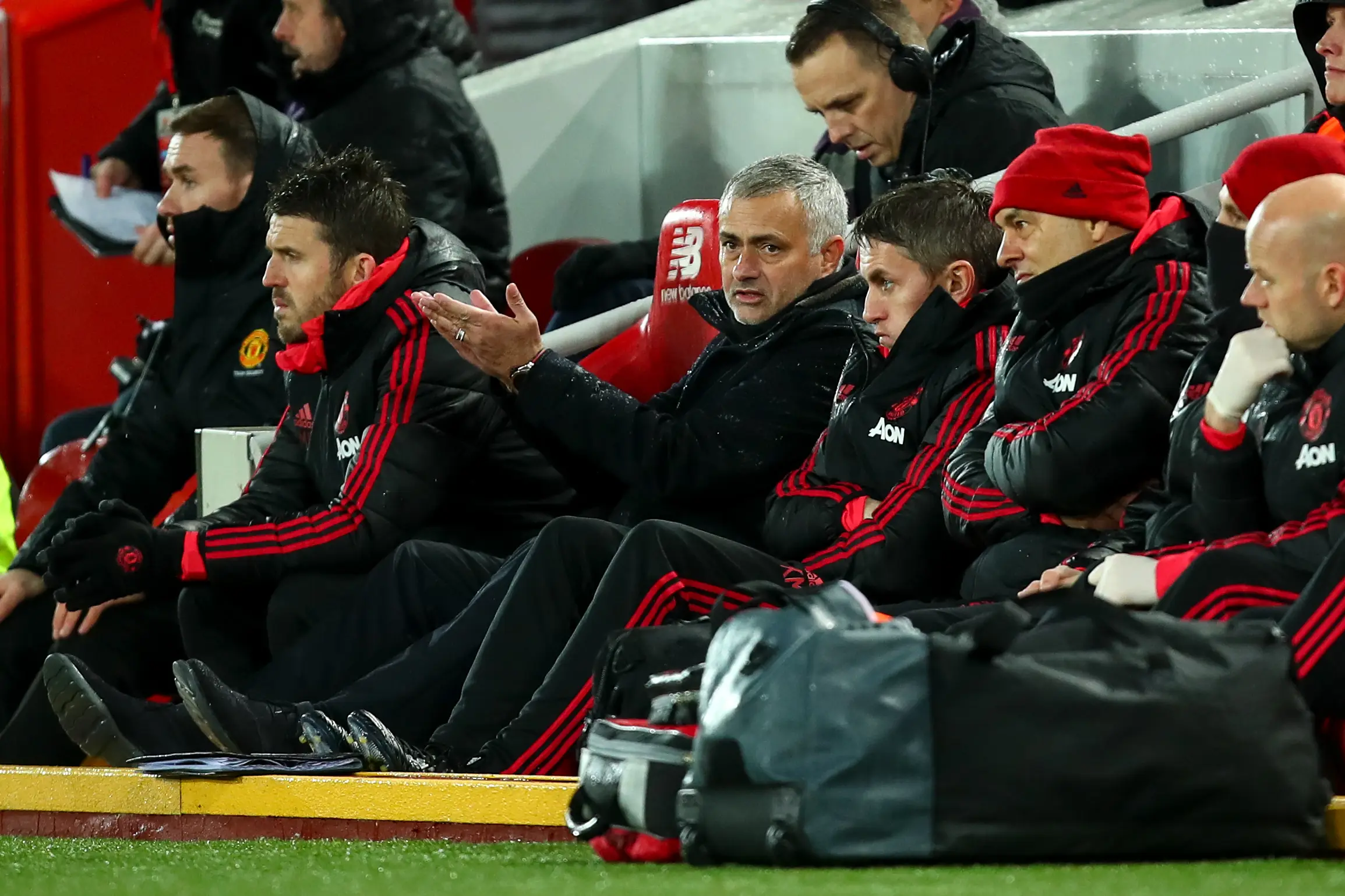 Jose Mourinho during Liverpool vs. Manchester United. Image: Getty