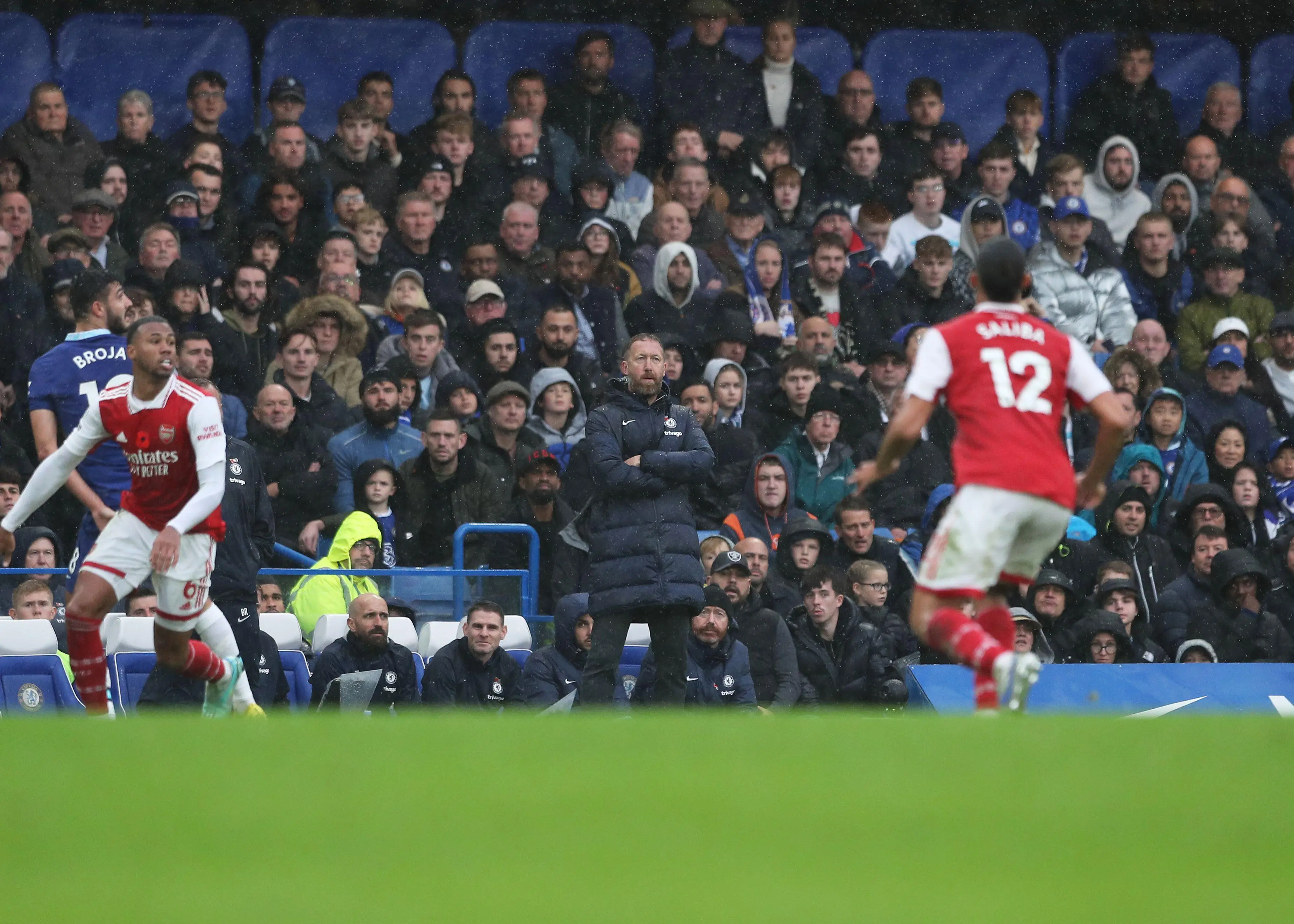 Chelsea manager Graham Potter looks on from the touchline. (Alamy)