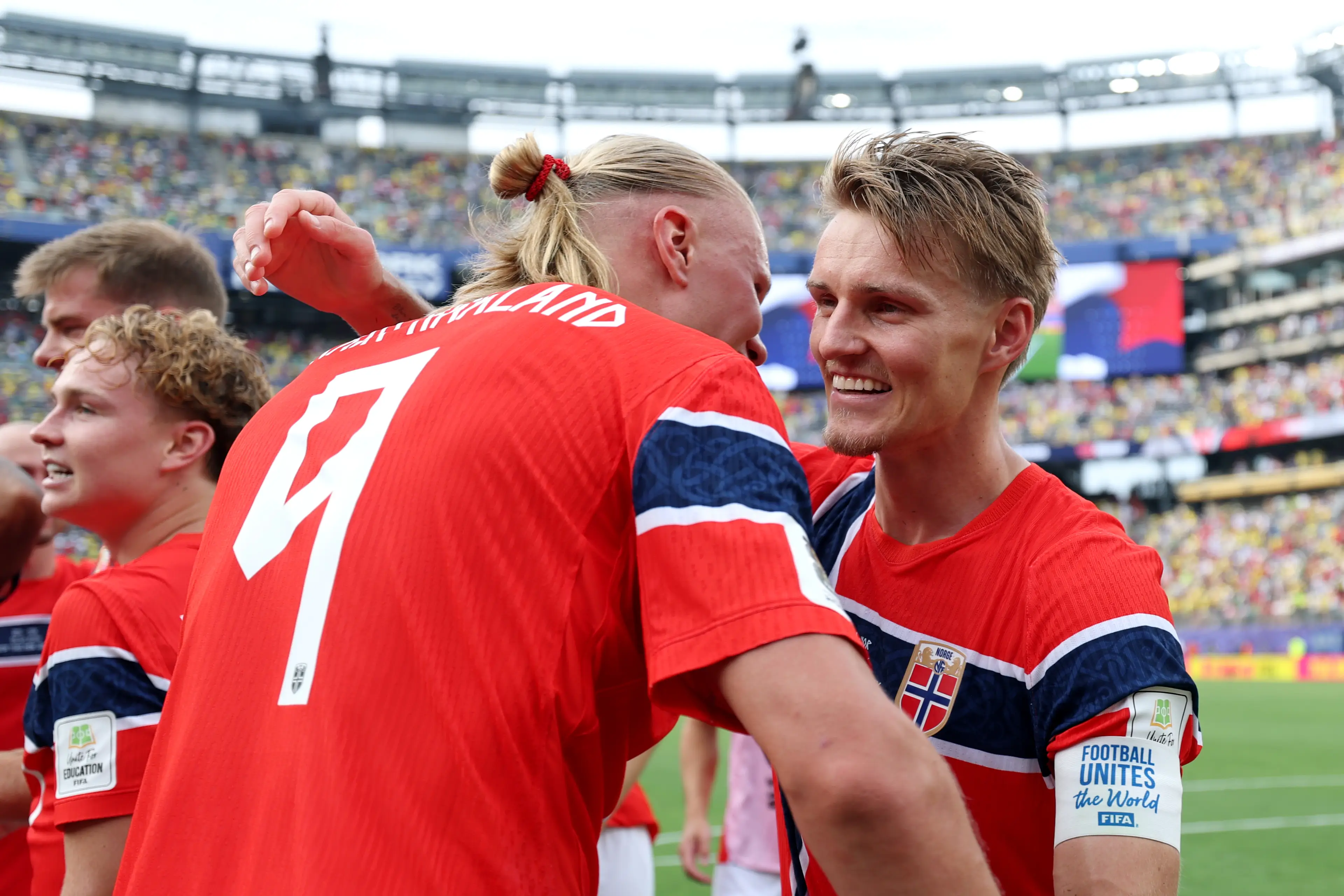 The Haaland x Odegaard partnership has flourished at this summer's World Cup. Image credit: Getty