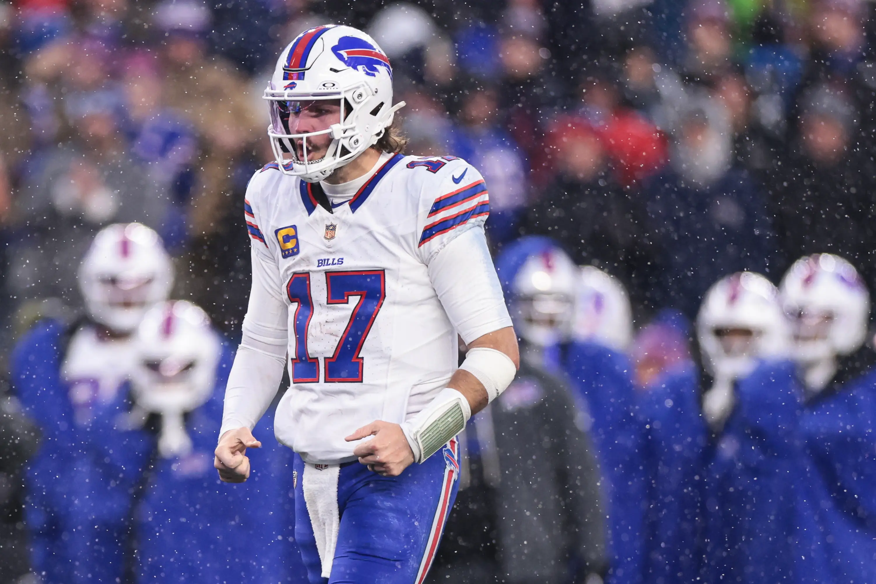 Josh Allen celebrating after the Buffalo Bills' comeback victory (Image: Getty)