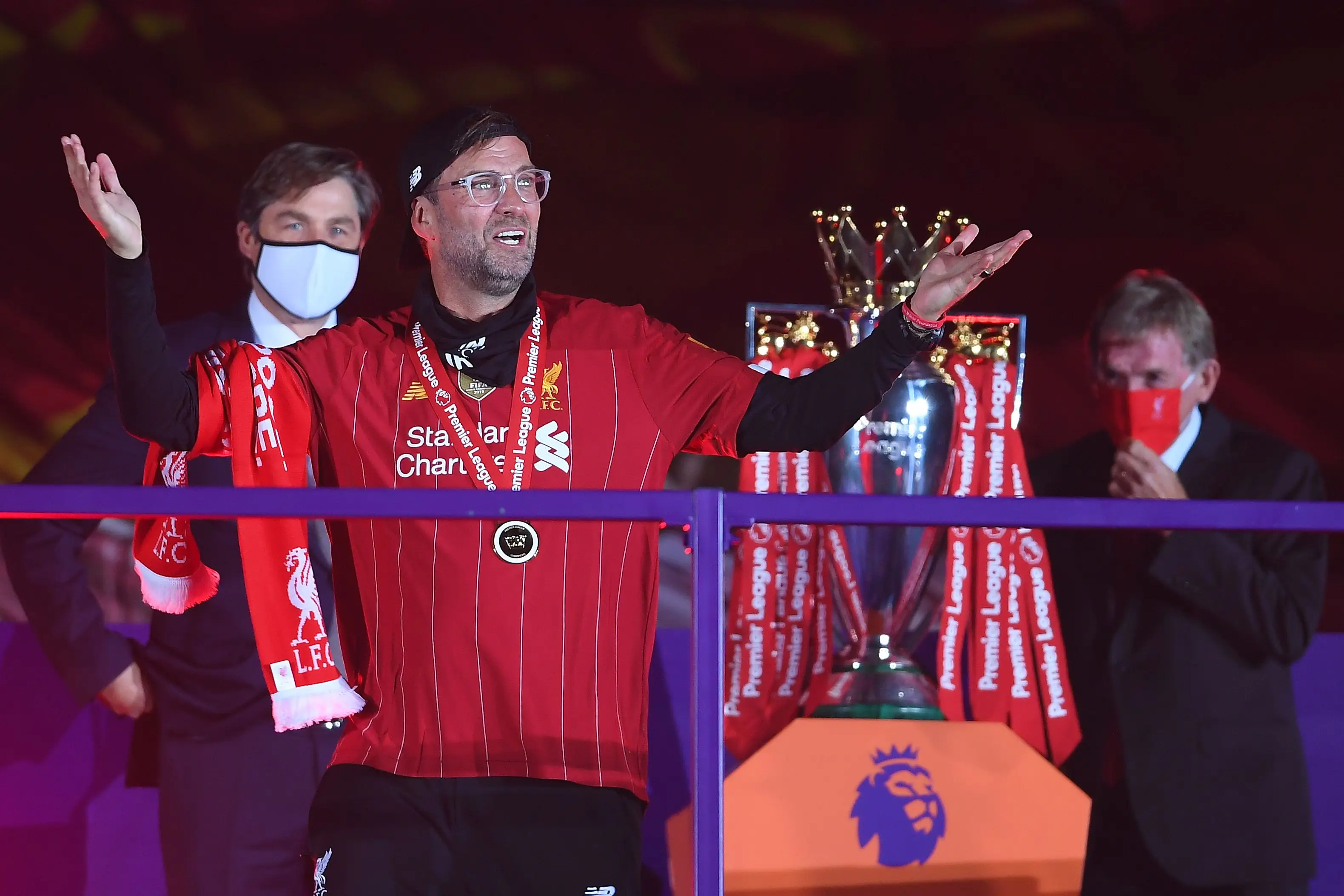 Jurgen Klopp celebrates winning the Premier League with Liverpool. Image: Getty
