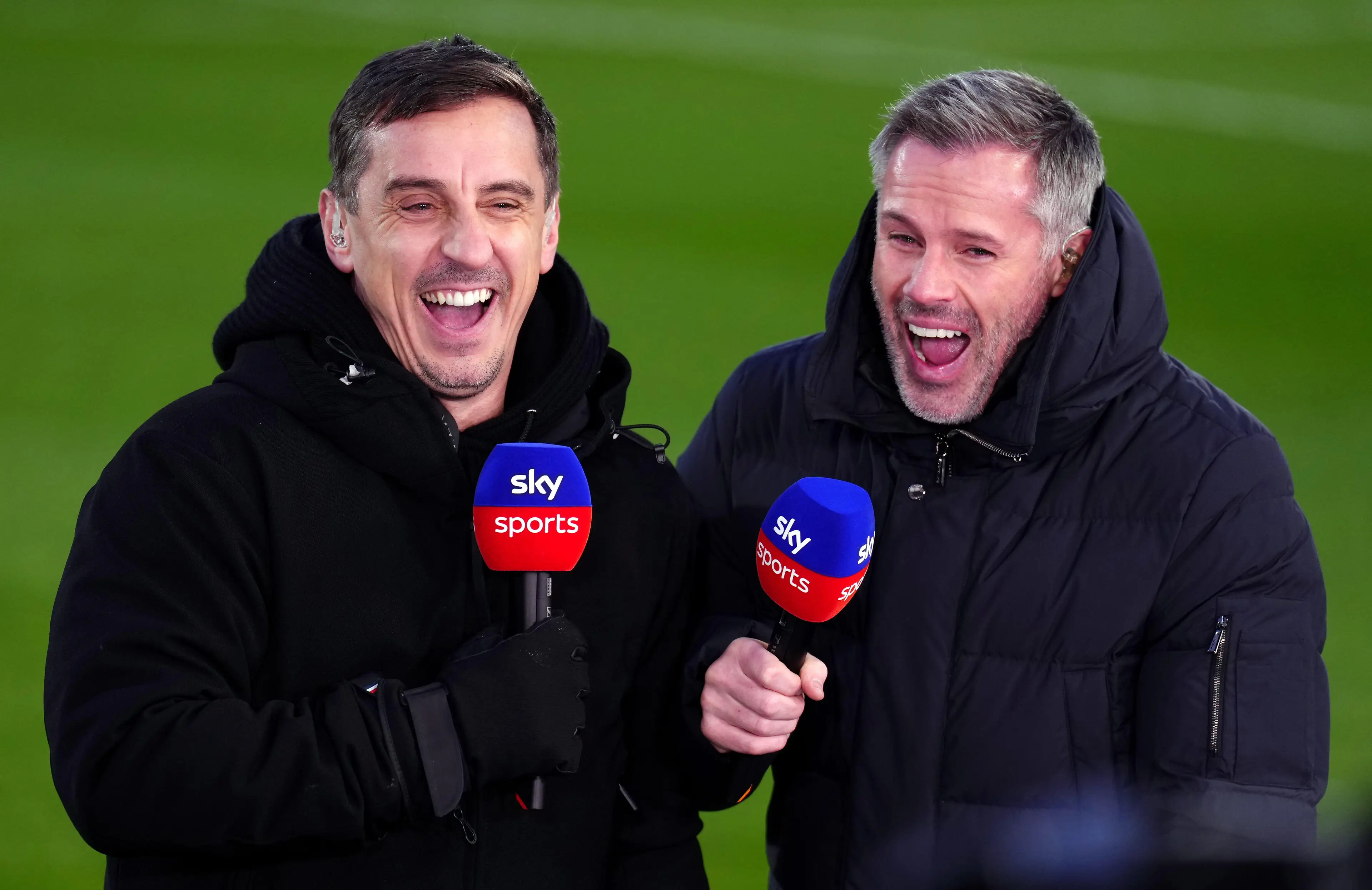 Neville and Carragher often have a laugh. Image: Alamy