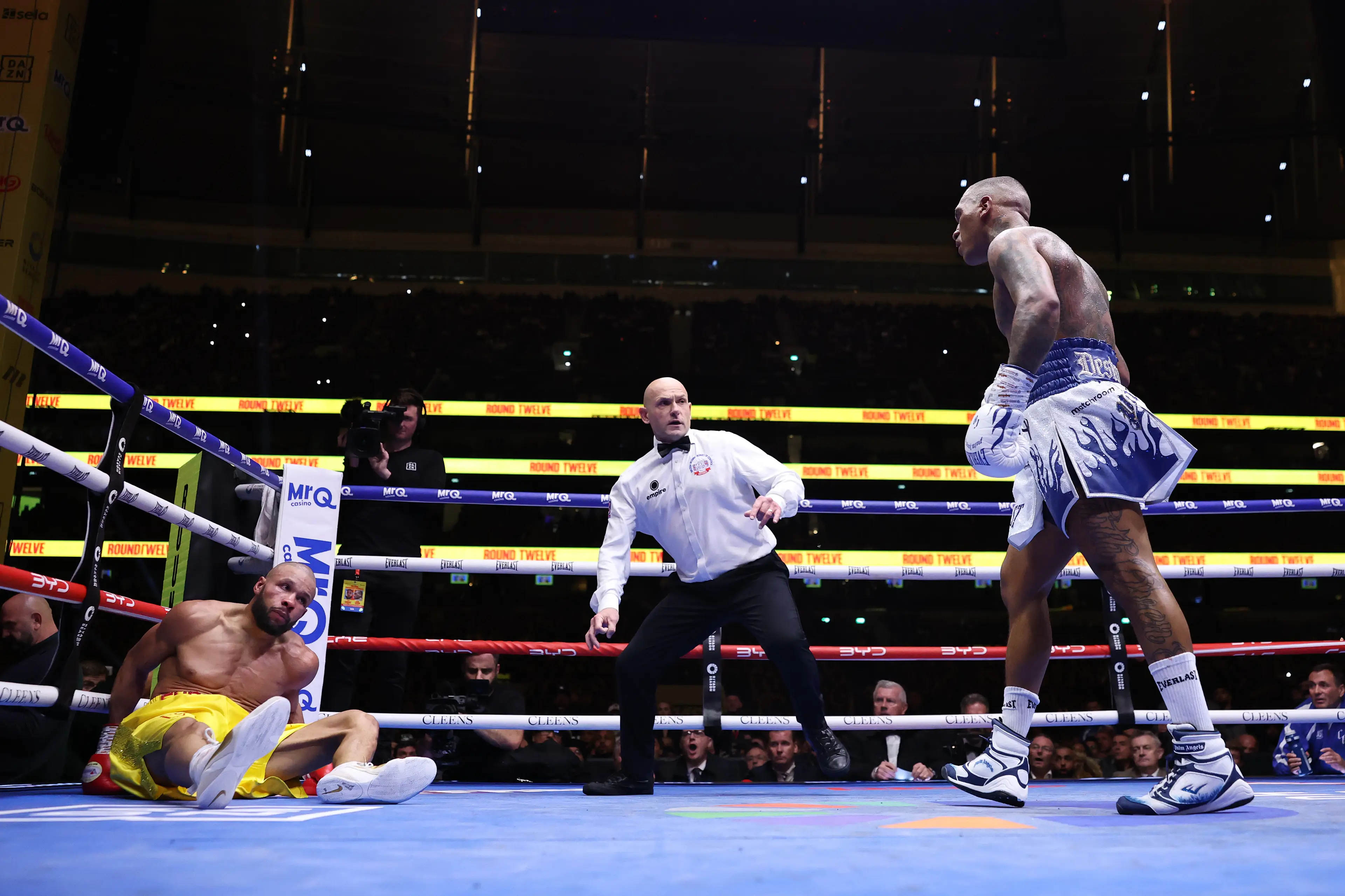 Conor Benn dropped Chris Eubank Jr. in the final round of their rematch. Image: Getty 