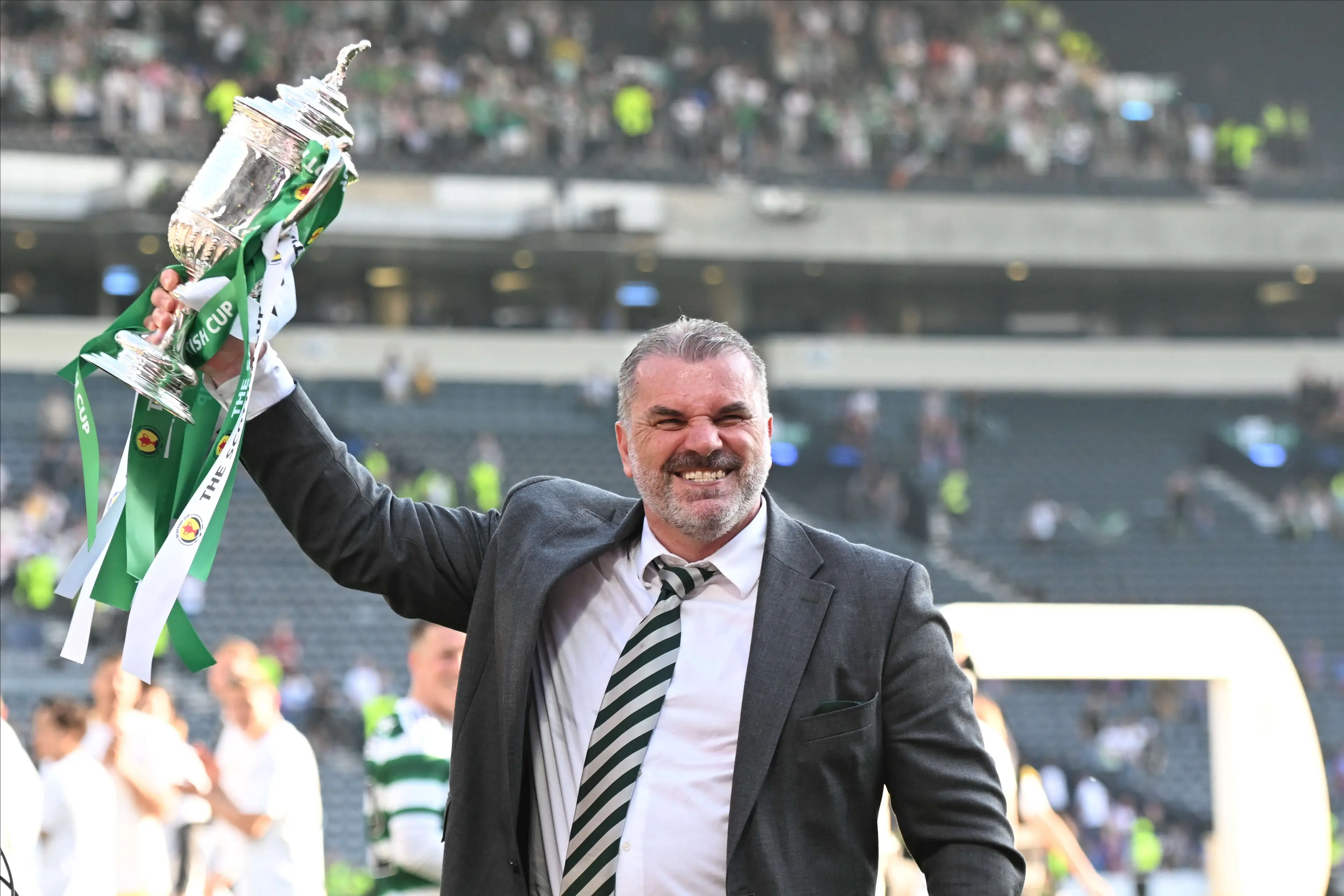 Ange Postecoglou won a treble at Celtic. Image: Getty
