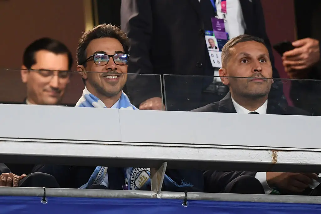 Man City owner Sheikh Mansour (left), alongside club chairman Khaldoon Al Mubarak, pictured at the 2023 Champions League final (
