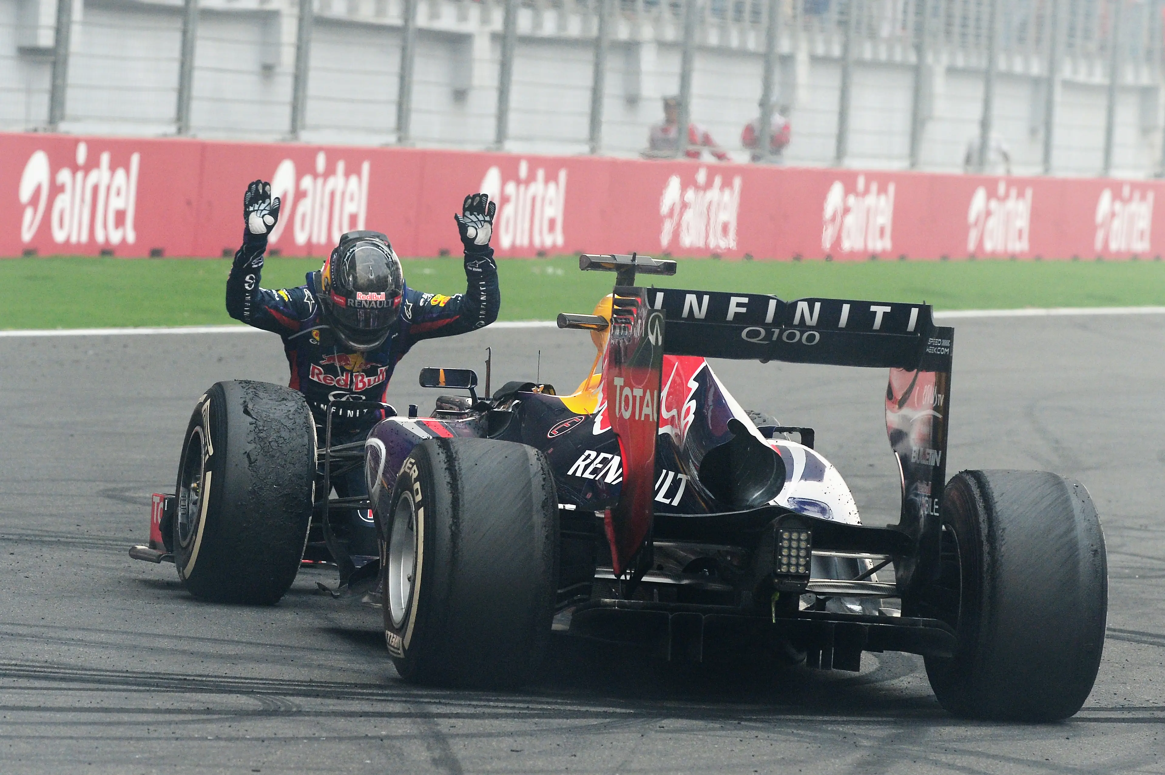 Sebastian Vettel winning the 2013 Indian Grand Prix (credit: getty)