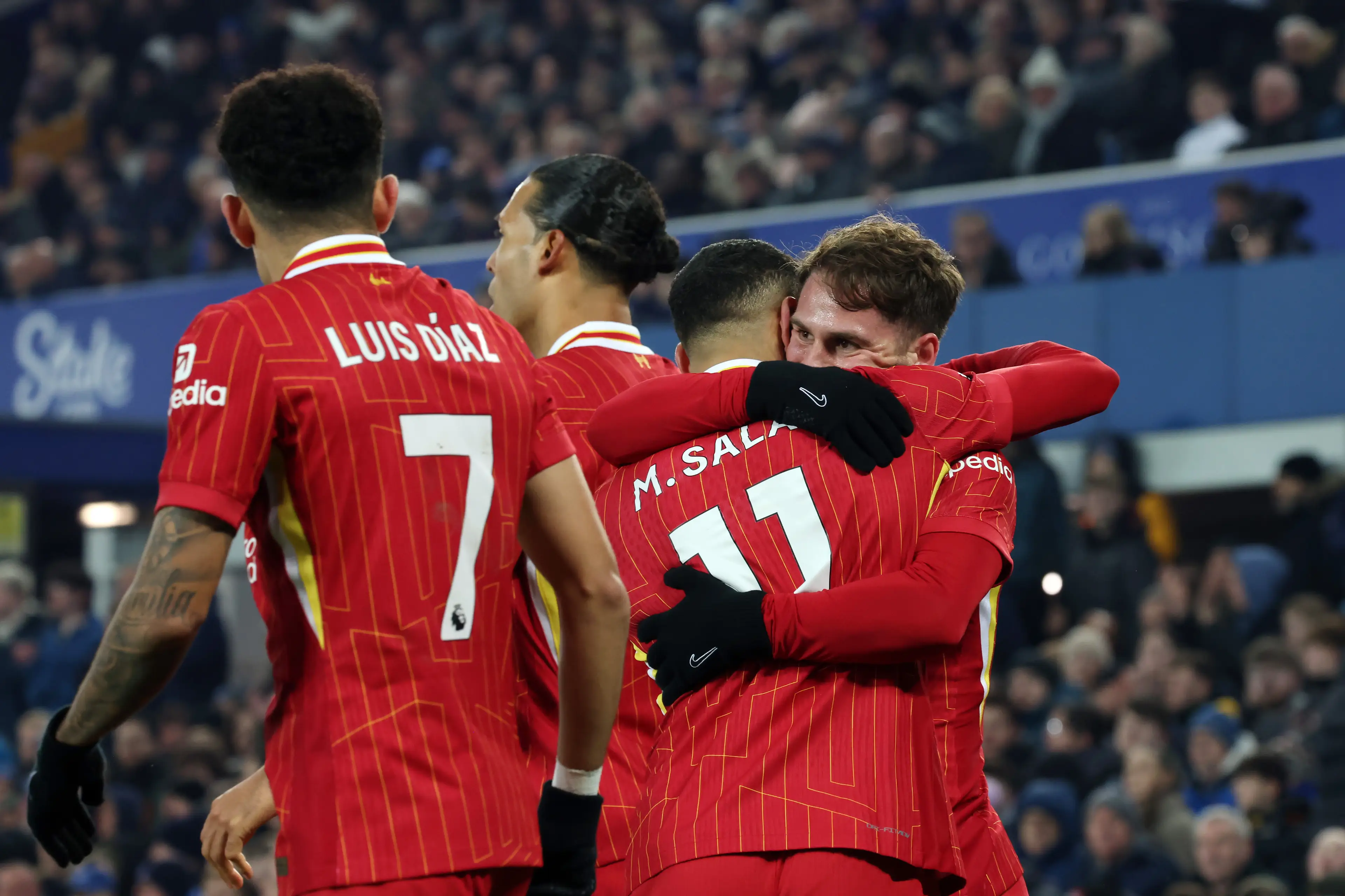Mo Salah set up on Alexis Mac Allister's equaliser against Everton. Image: Getty