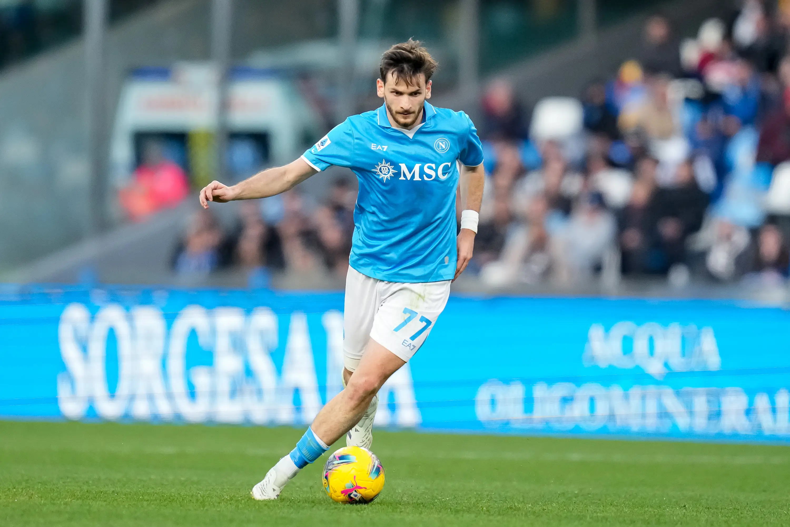 Khvicha Kvaratskhelia has been linked with a move to Old Trafford. Image: Getty