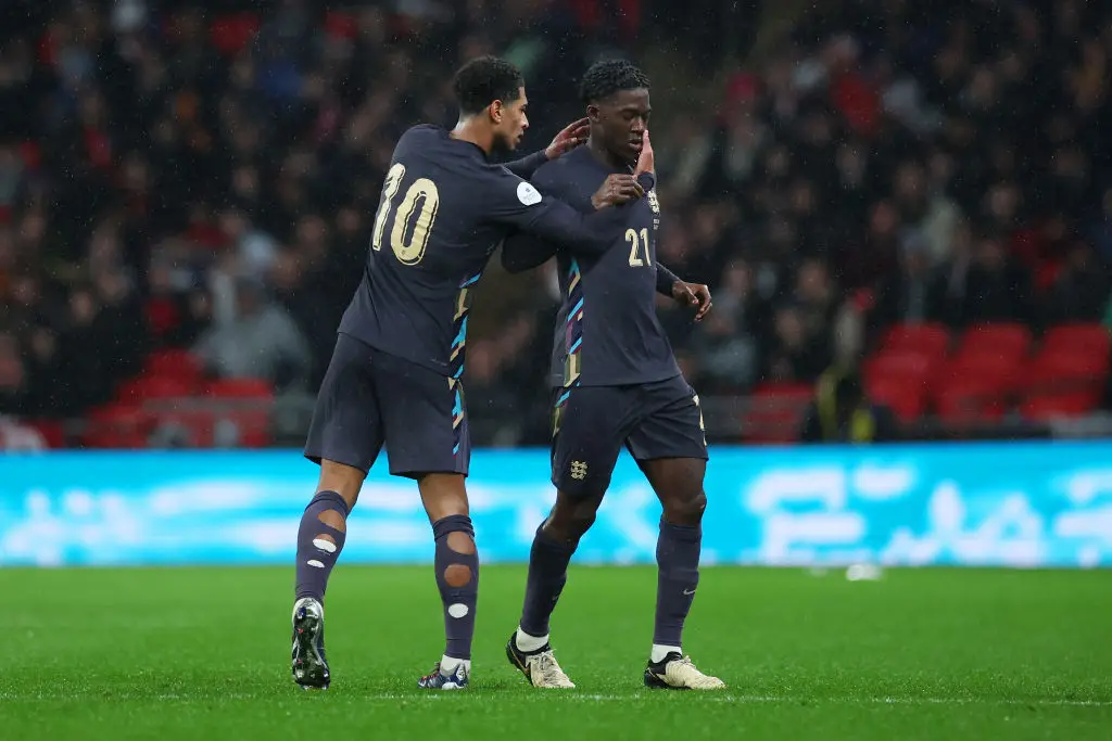 Kobbie Mainoo played with Jude Bellingham during his England debut in March 2024. (Image: Eddie Keogh - The FA/The FA via Getty Images)