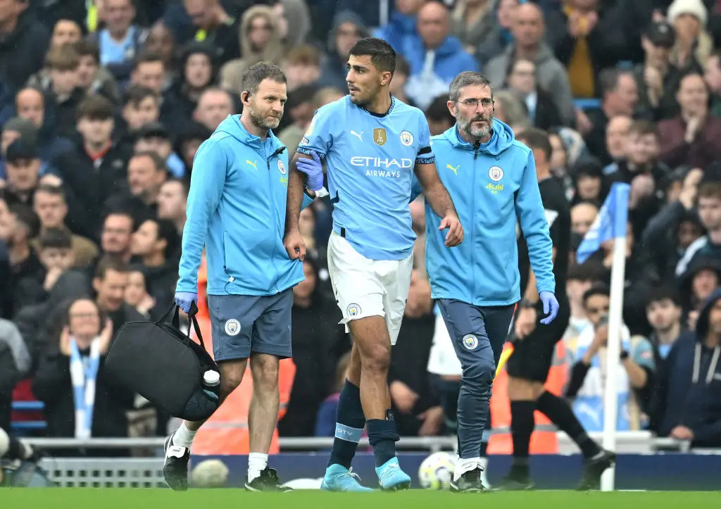 Rodri limps off after suffering an injury against Arsenal -
