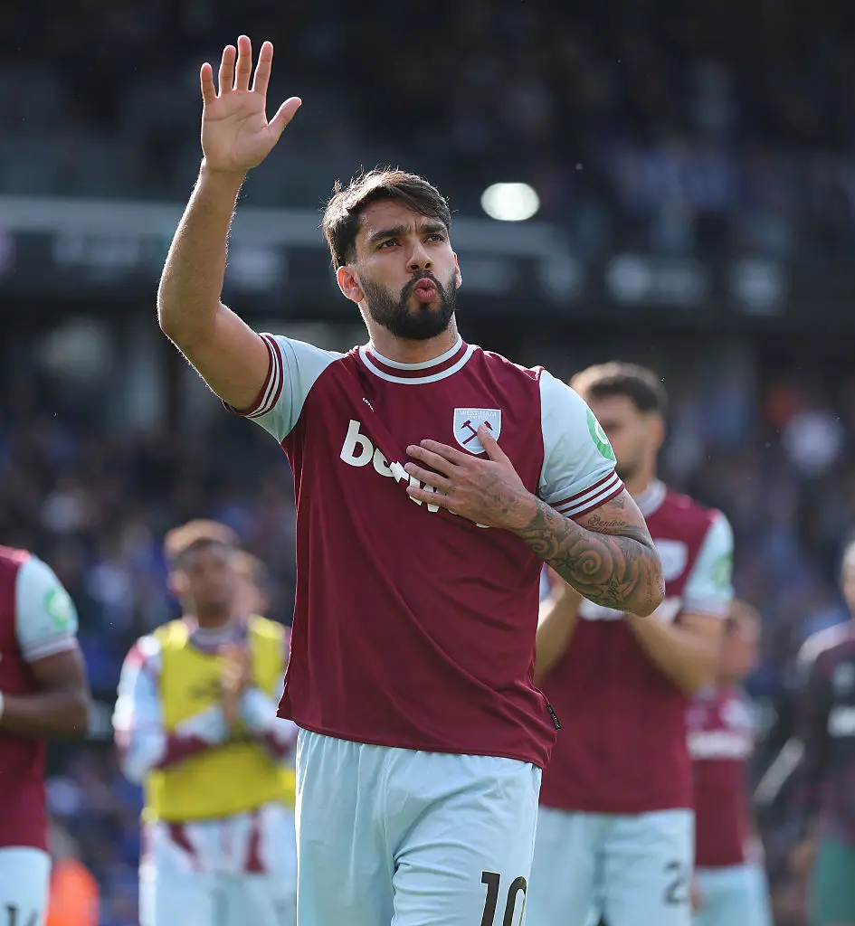 Paqueta appeared to wave goodbye to West Ham fans after their final game of the season against Ipswich Town. (Image: Getty)