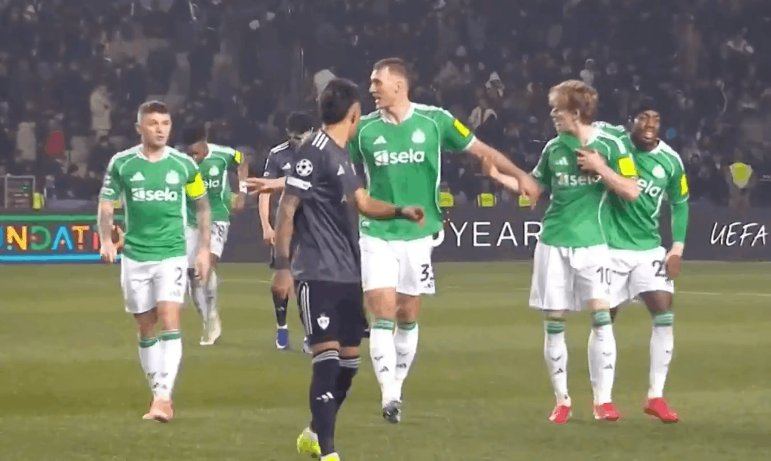 Trippier and Gordon had a frosty exchange in Baku (Image: TNT Sports)