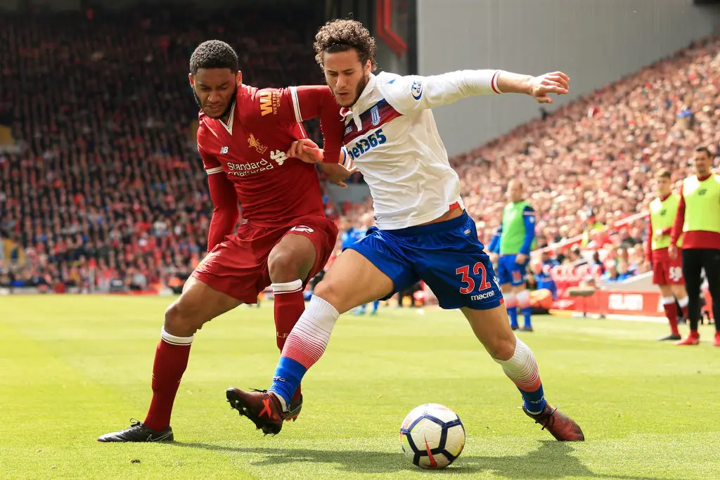 Ramadan Sobhi (right) in action for Stoke against Liverpool in 2018 (Credit:Getty)