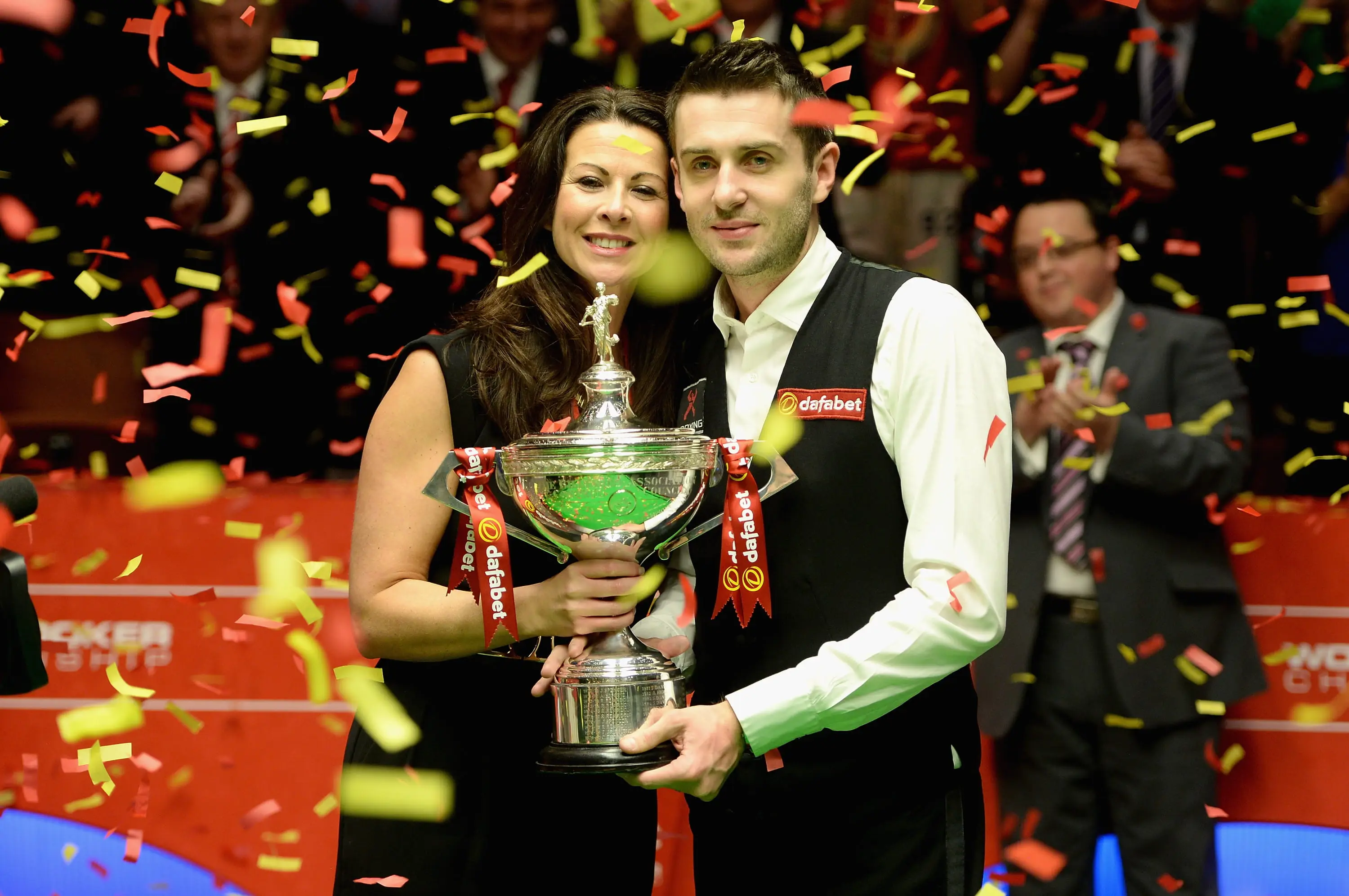 Selby (pictured with wife Vikki Layton) won his first World Championship in 2014 (Image: Getty)