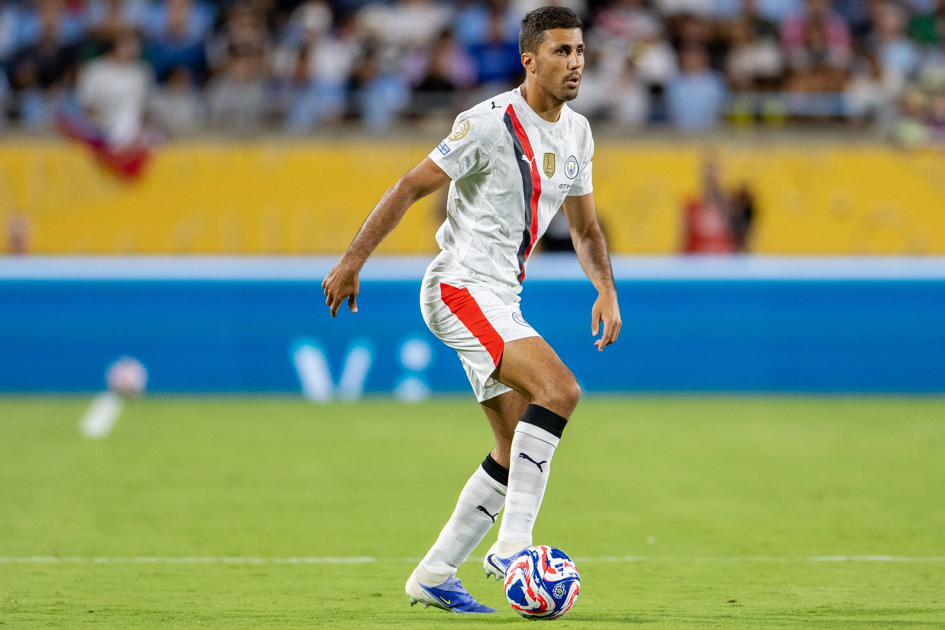 Rodri in action for Manchester City at this summer's Club World Cup. Image: Getty