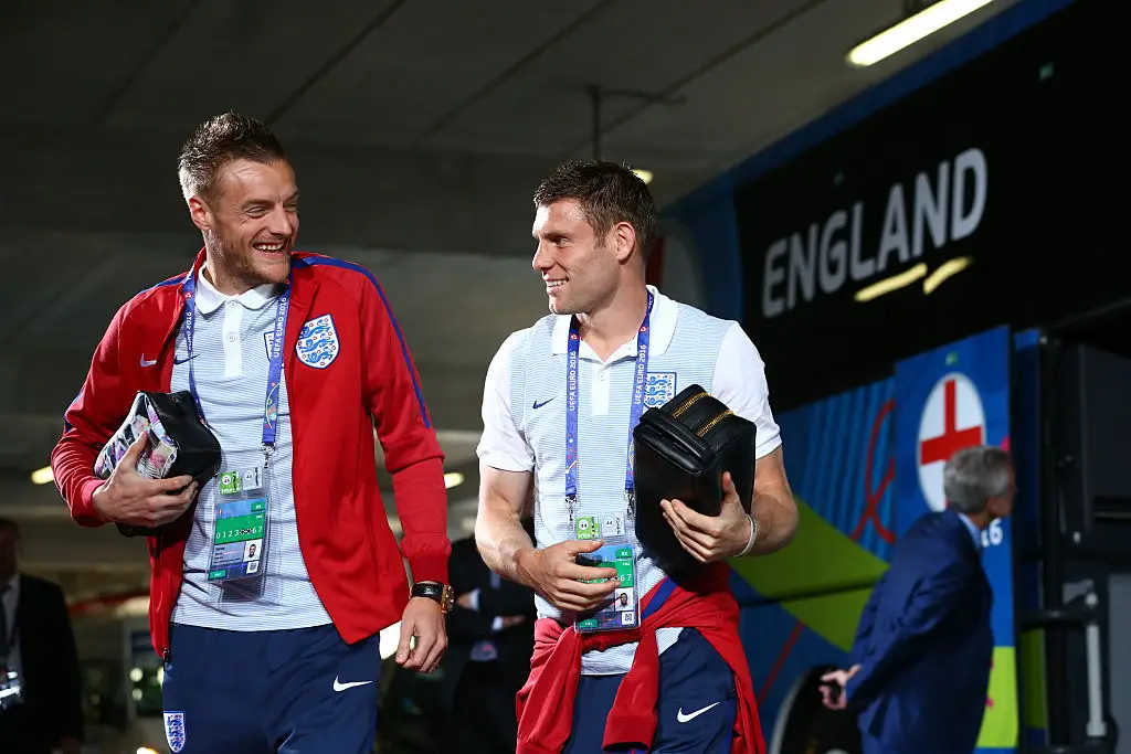 Jamie Vardy and James Milner on England duty (Credit:Getty)