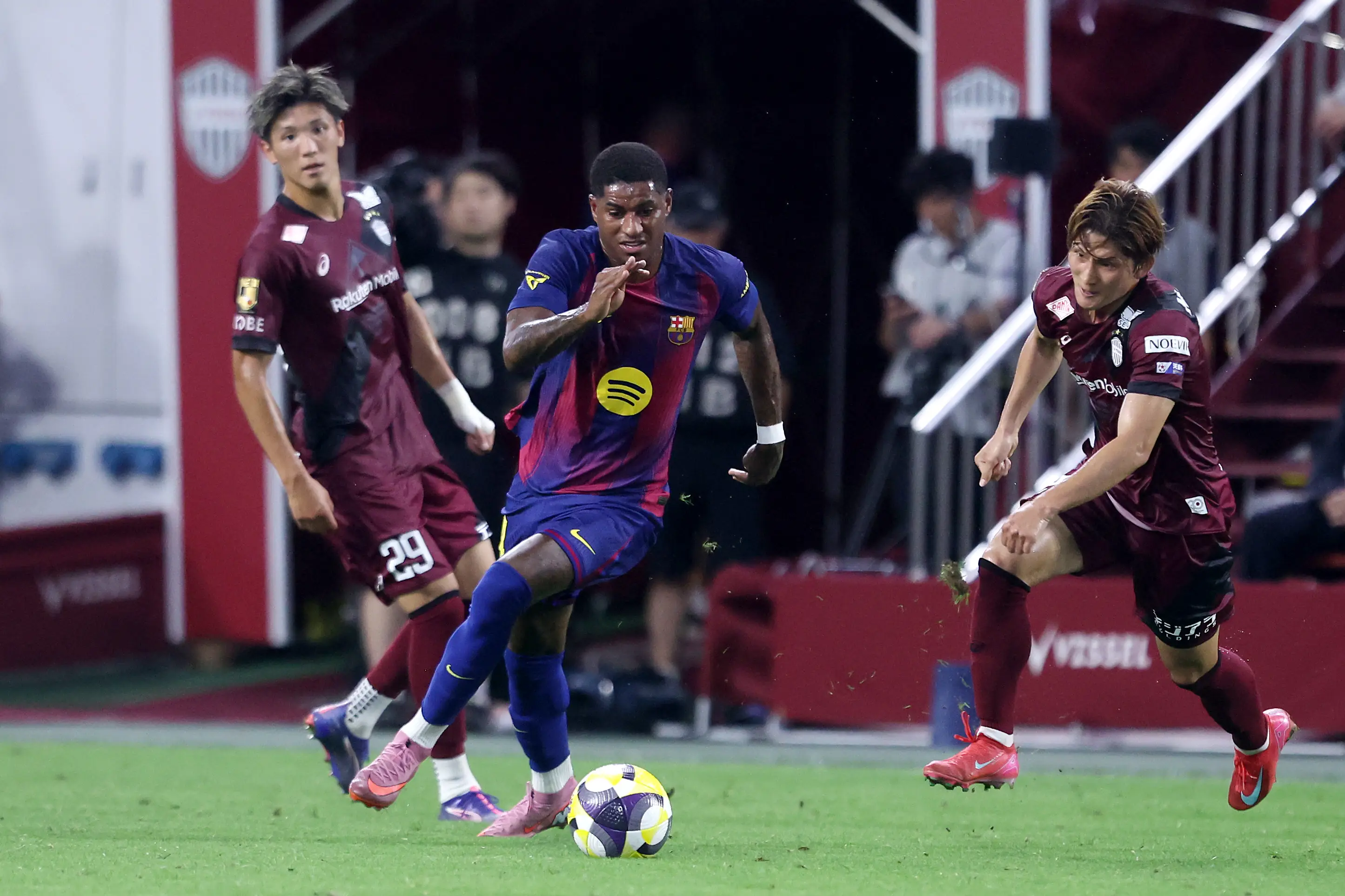 Marcus Rashford made his Barcelona debut against Vissel Kobe on Sunday. Image: Getty