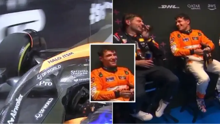 Lando Norris gives X-rated reaction to replay of his crash at Singapore GP following Max Verstappen’s penalty for bad language