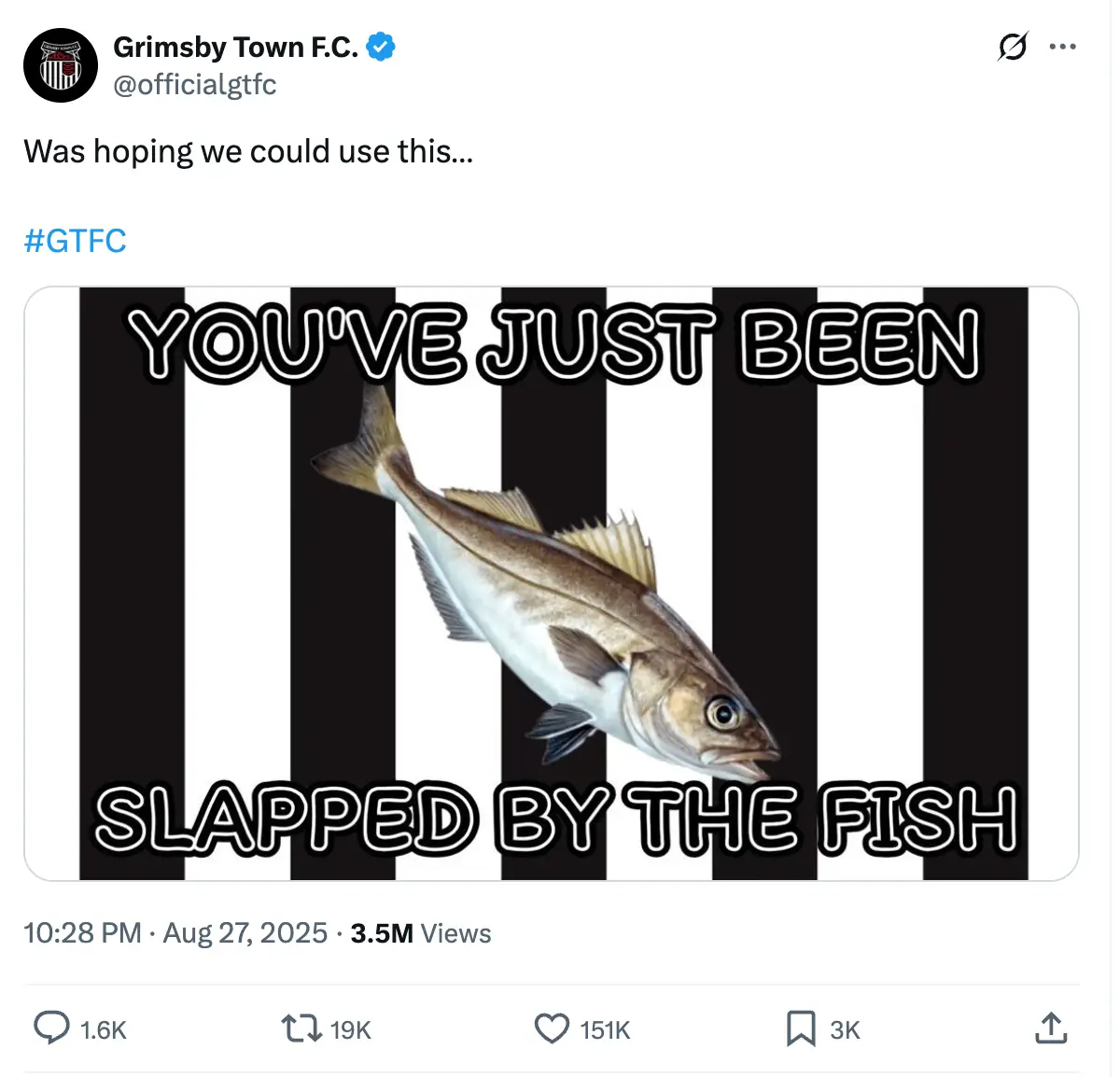 Grimsby's post after the final whistle on Wednesday. Image credit: X/@officialgtfc
