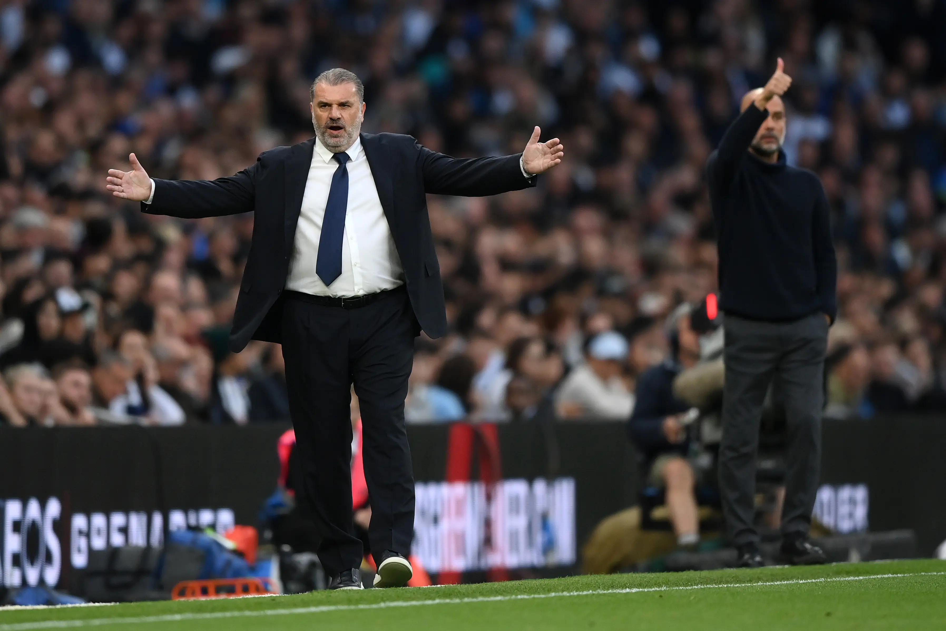 Ange Postecoglou fumes on the touchline. Image: Getty 