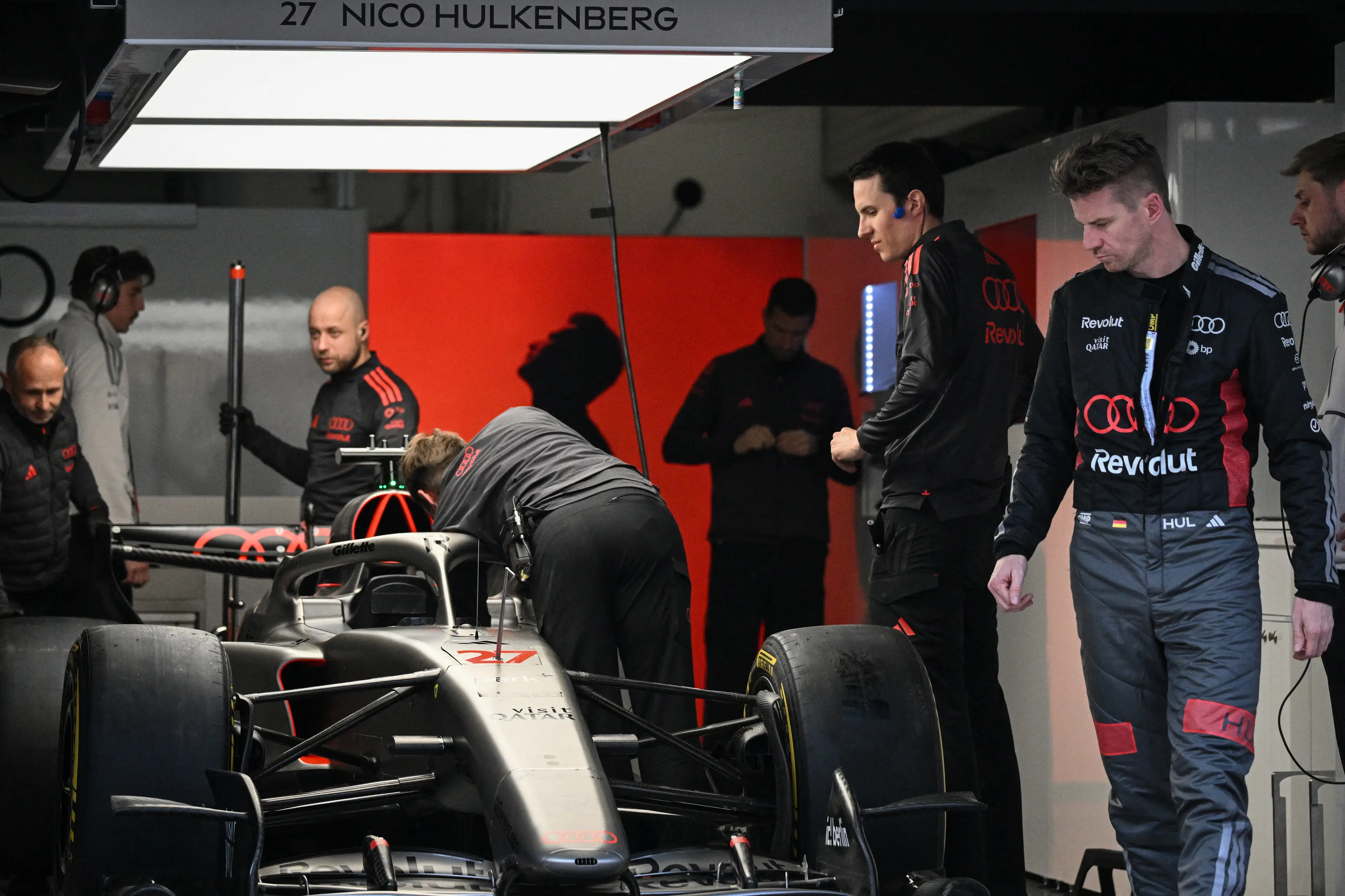 Nico Hulkenberg in the Audi garage ahead at the Chinese Grand Prix (credit: getty)