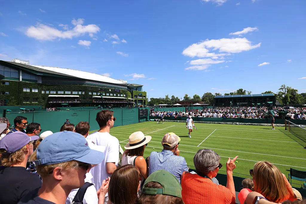 Aleksandar Vukic plays against Jenson Brooksby on day one of 2026 Wimbledon (Getty Images/Shaun Brooks)