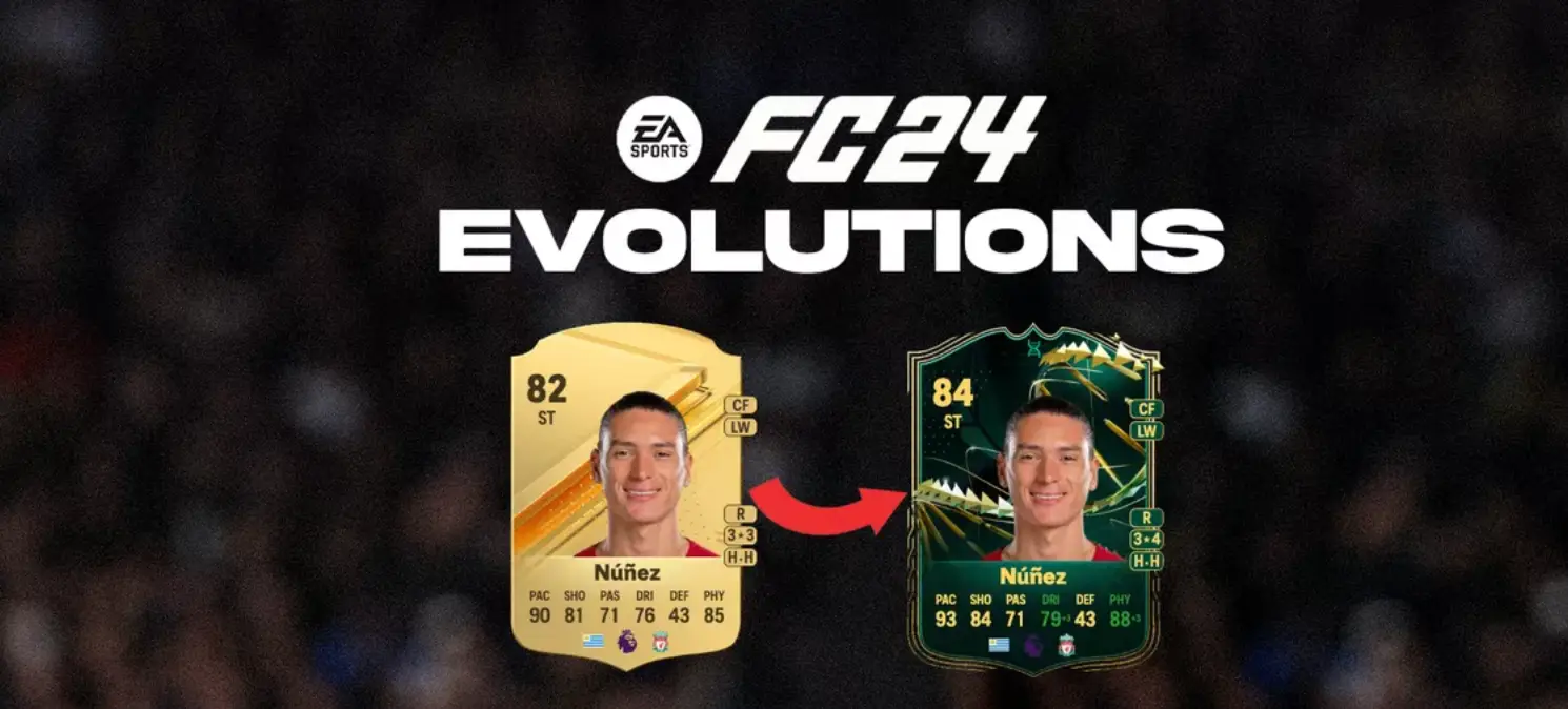 Darwi Nunez evolutions card in EA FC 24
