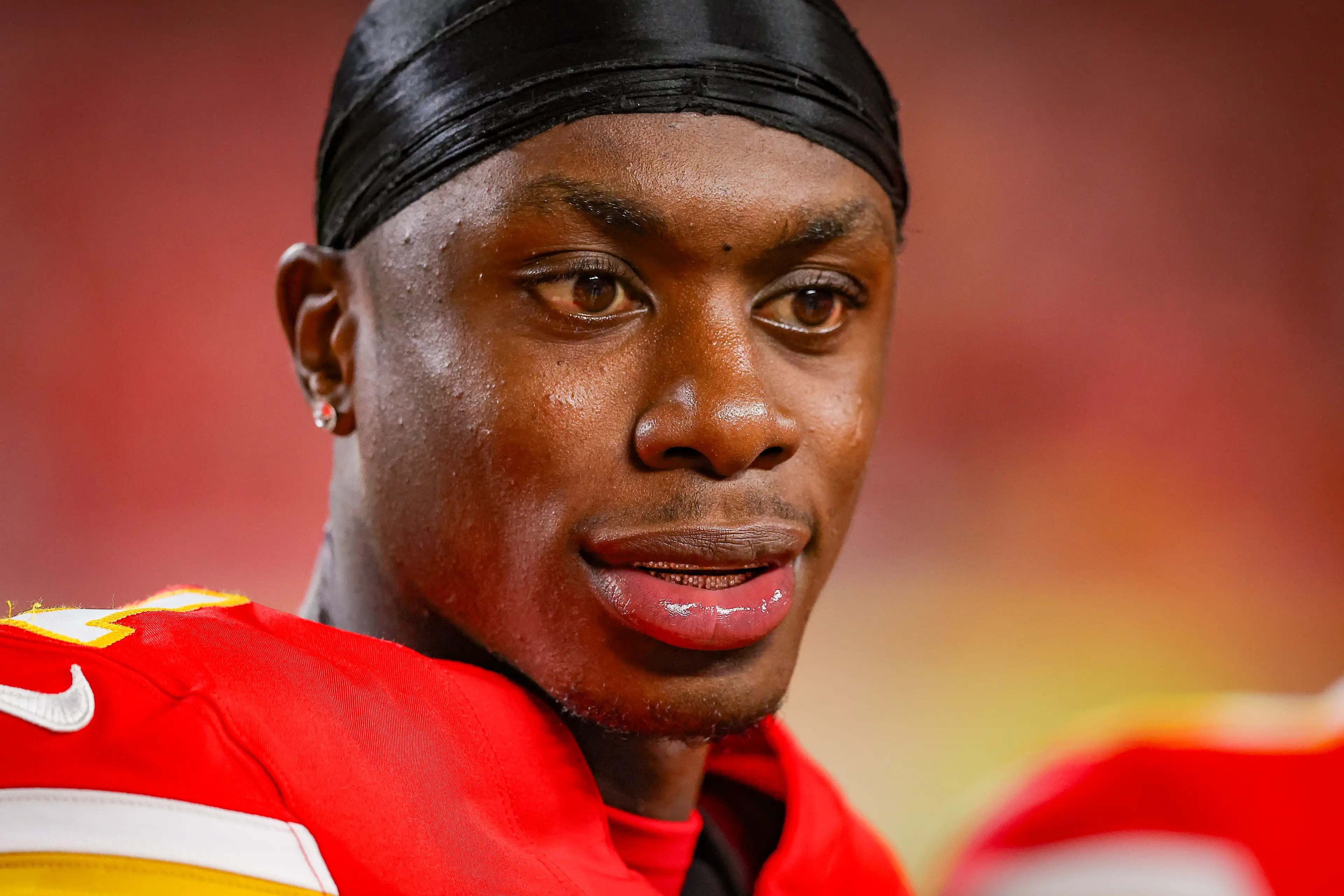 Xavier Worthy of the Kansas City Chiefs. Image: David Eulitt / Contributor via Getty