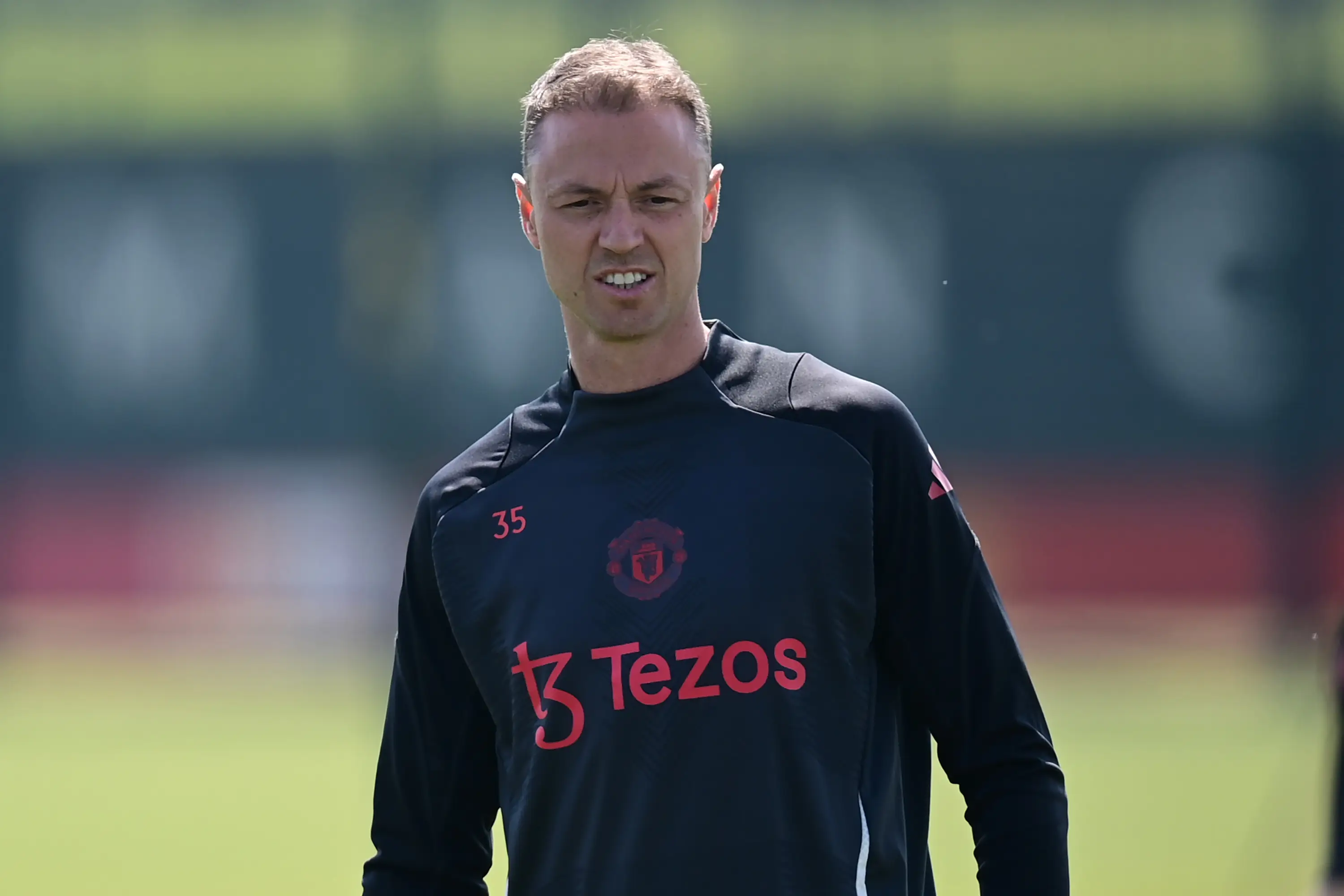 Jonny Evans could feature for United against Spurs. Image: Getty